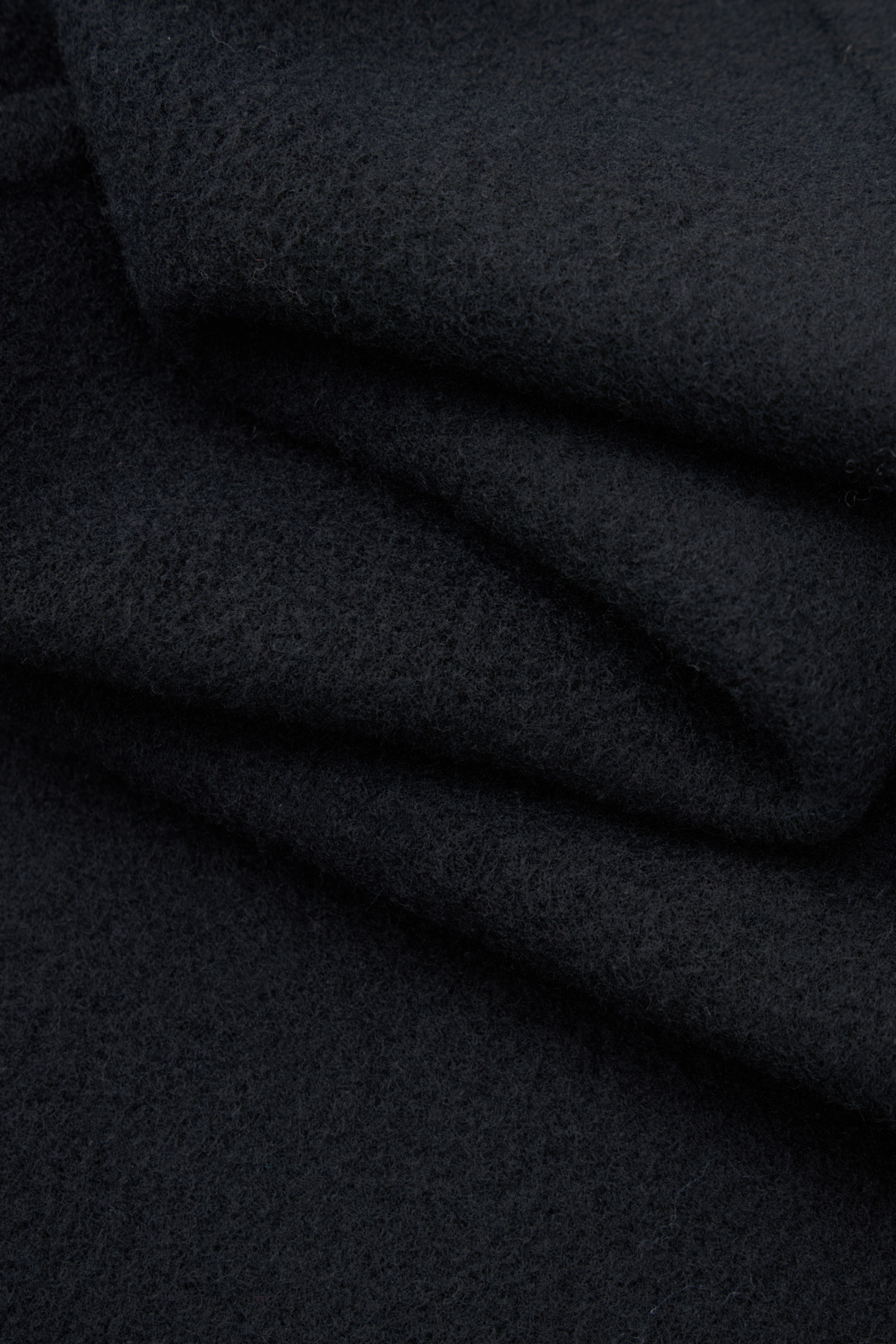 Leather-Trim Belted Pure Wool Wrap Long Coat
