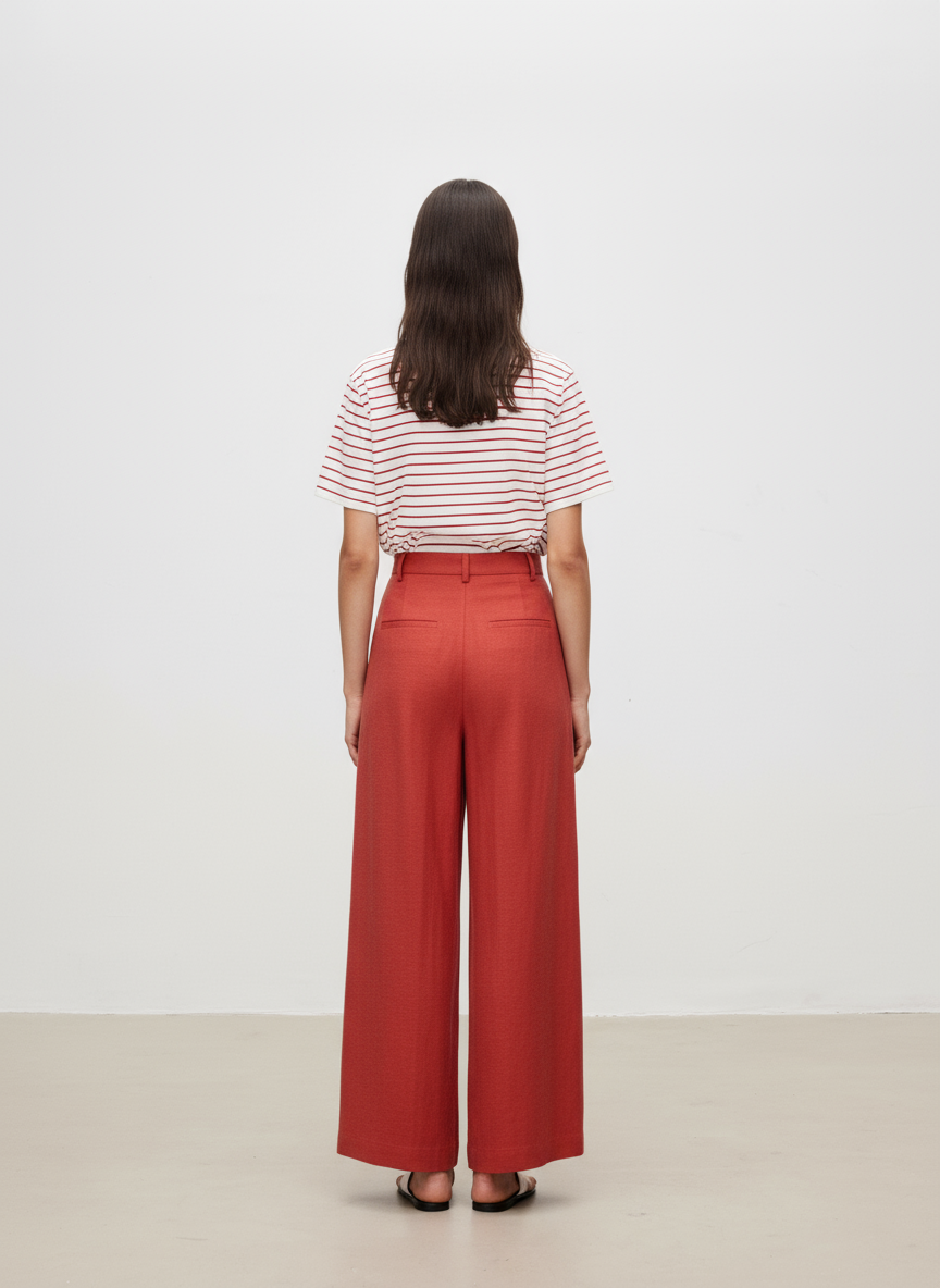 Relaxed Cropped Lyocell Linen Trousers