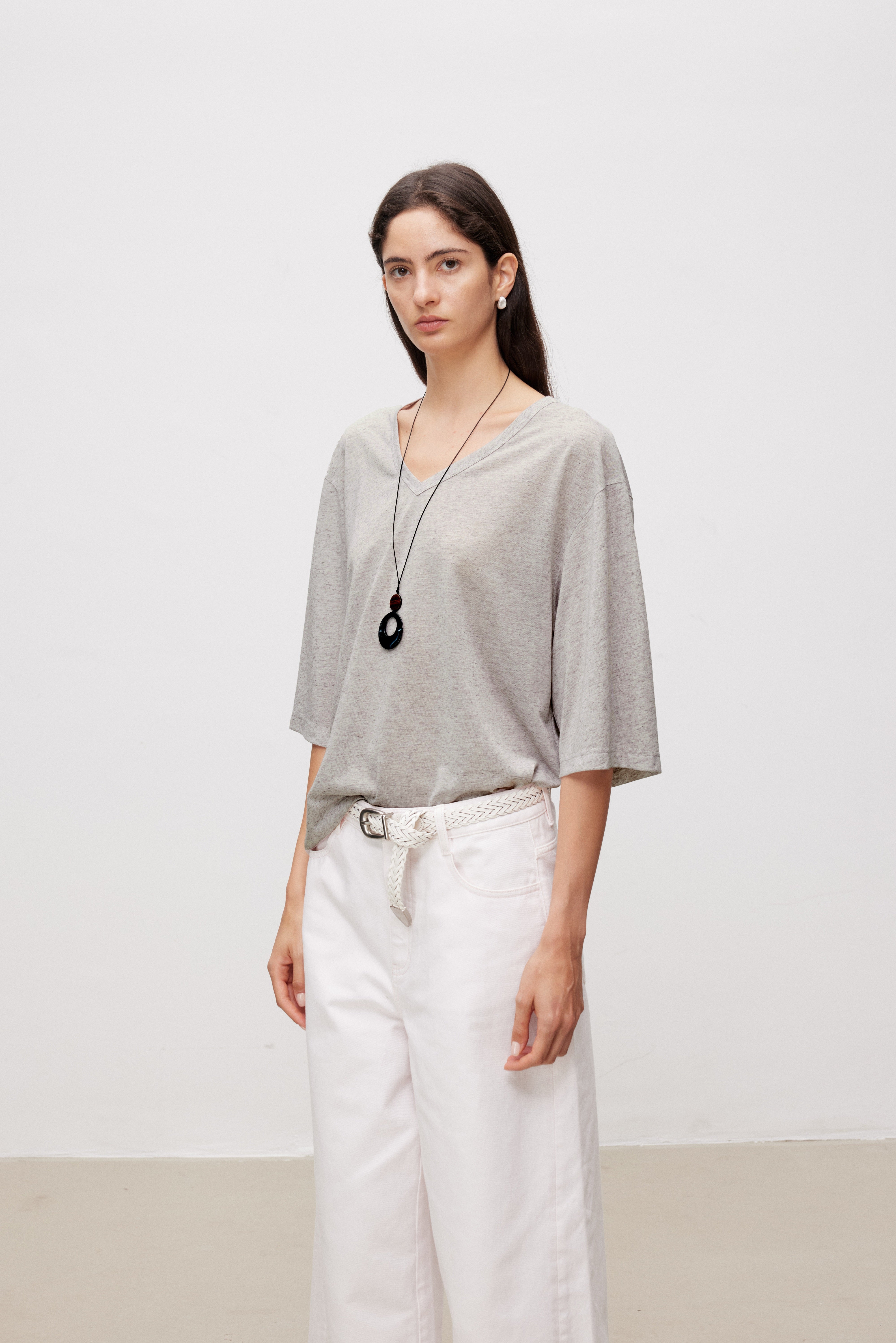 Soft Touch Linen Blend V-Neck Top