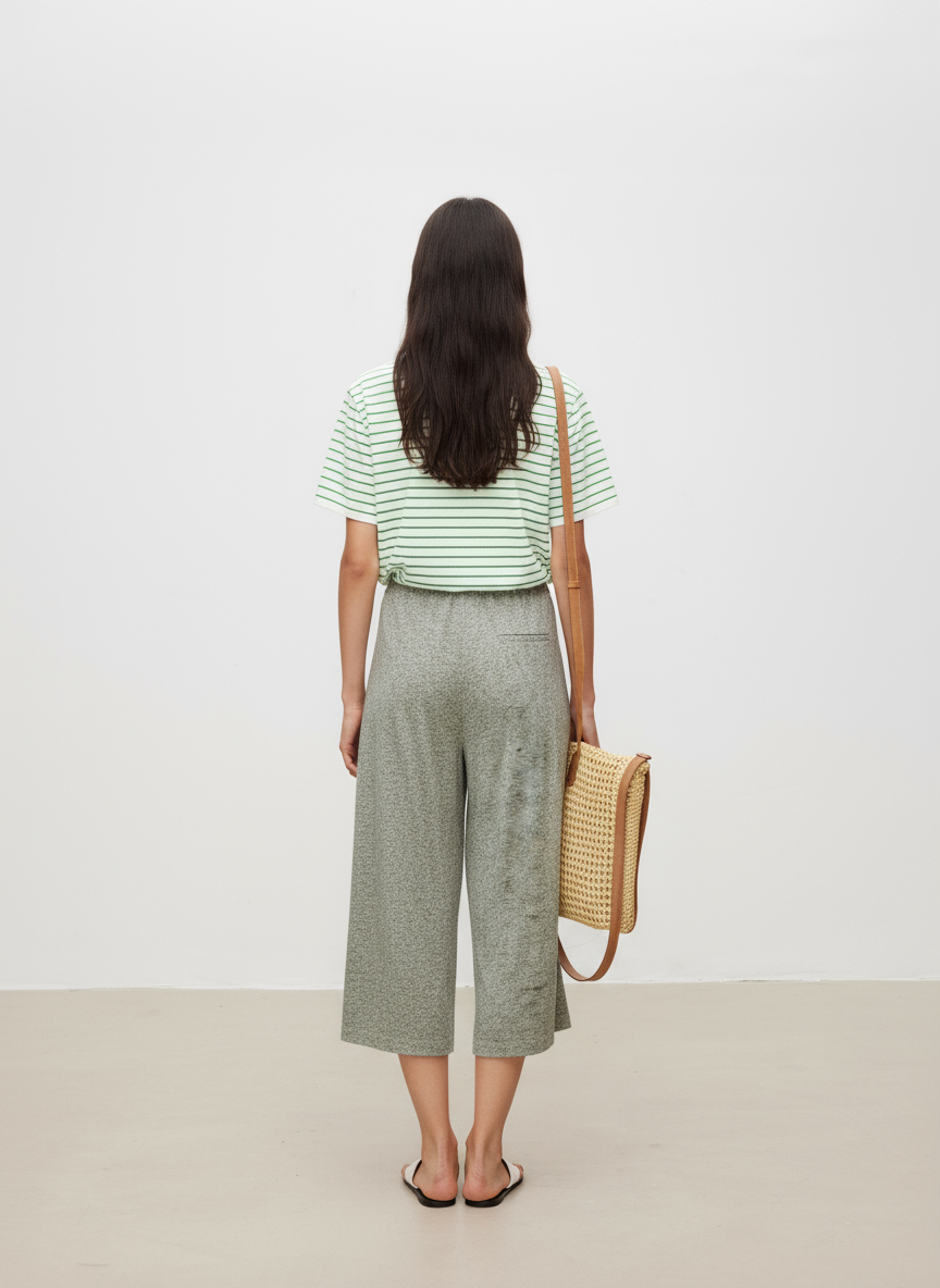 Soft Touch Linen Blend Wide Leg Crop