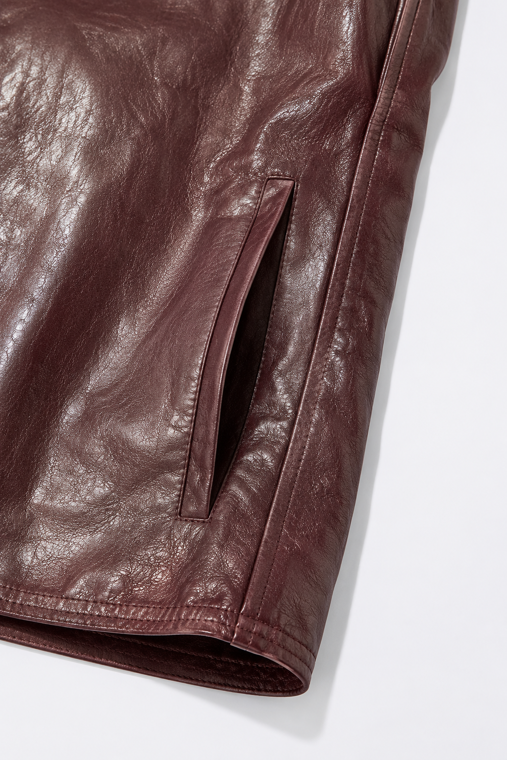 Hand-Pleated Leather Cropped Jacket