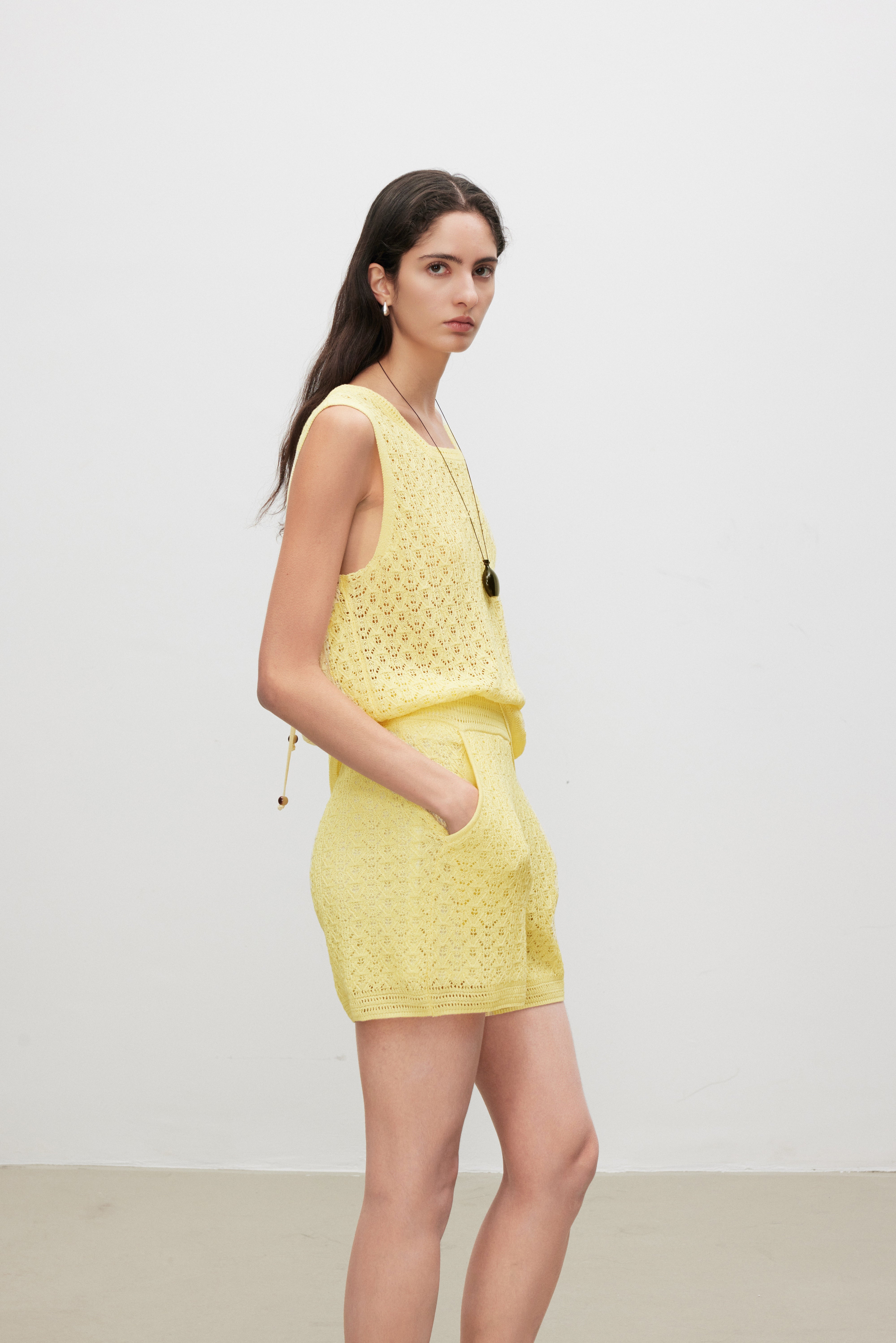 Crochet Knit Lace-Look Shorts