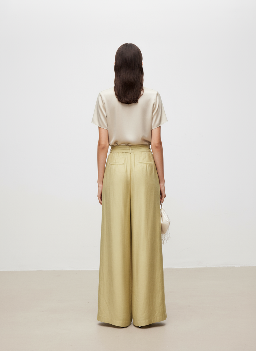 Linen Blend Wide Leg Pants