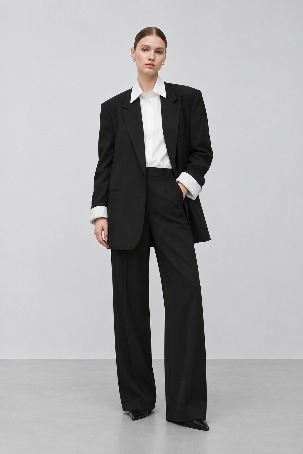 Mohair Blazer with Detachable Shirt Collar & Placket