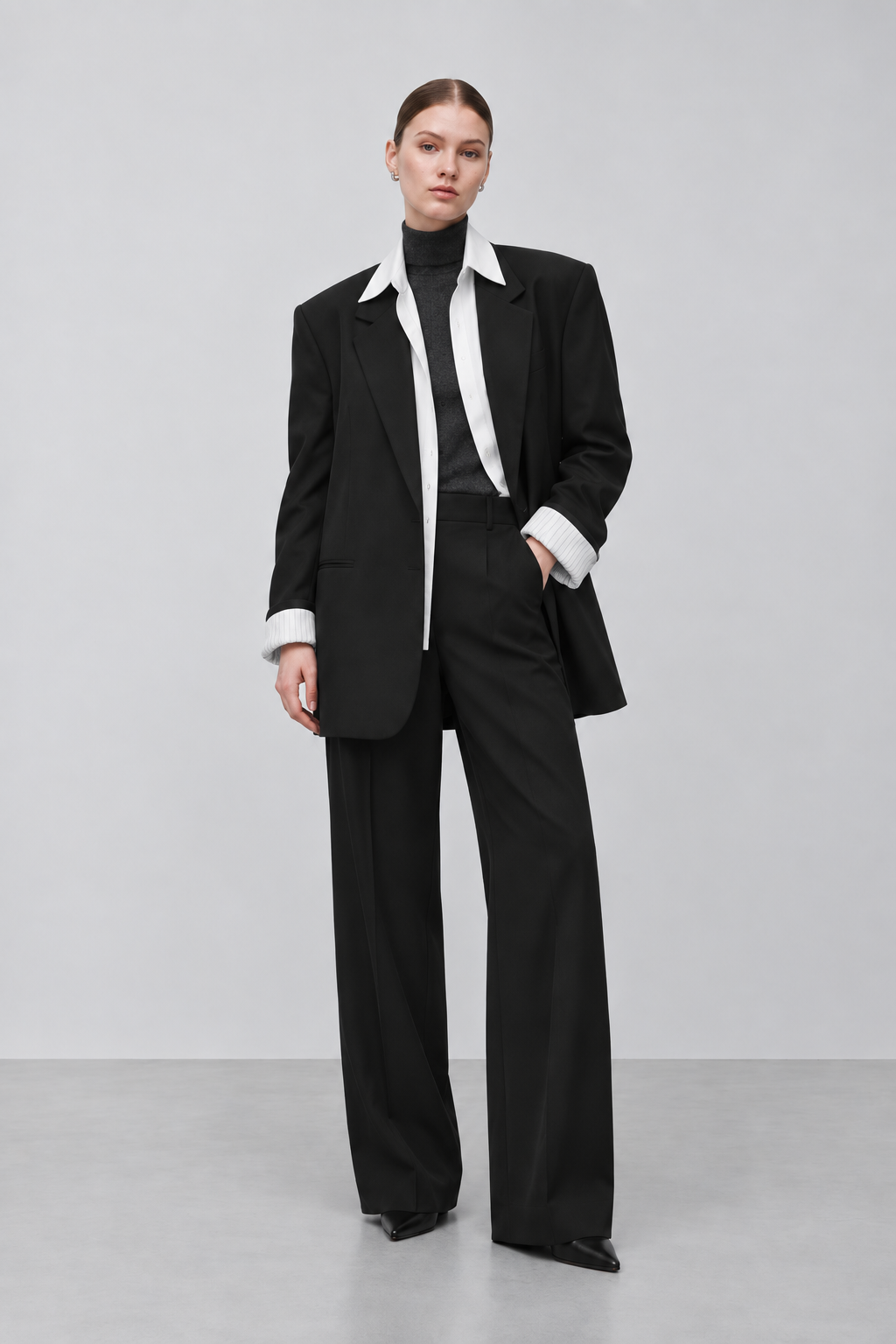 Mohair Blazer with Detachable Shirt Collar & Placket