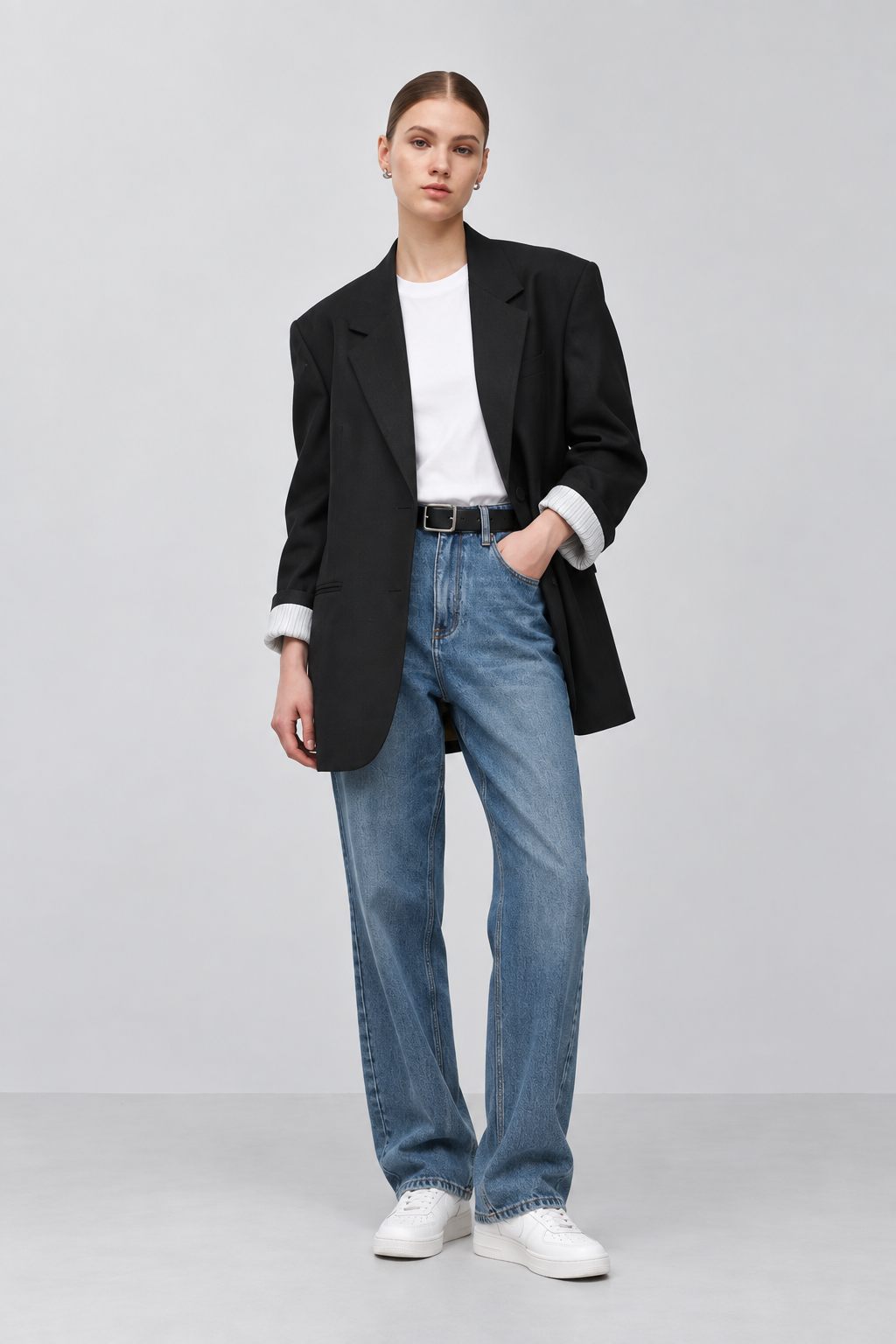 Mohair Blazer with Detachable Shirt Collar & Placket