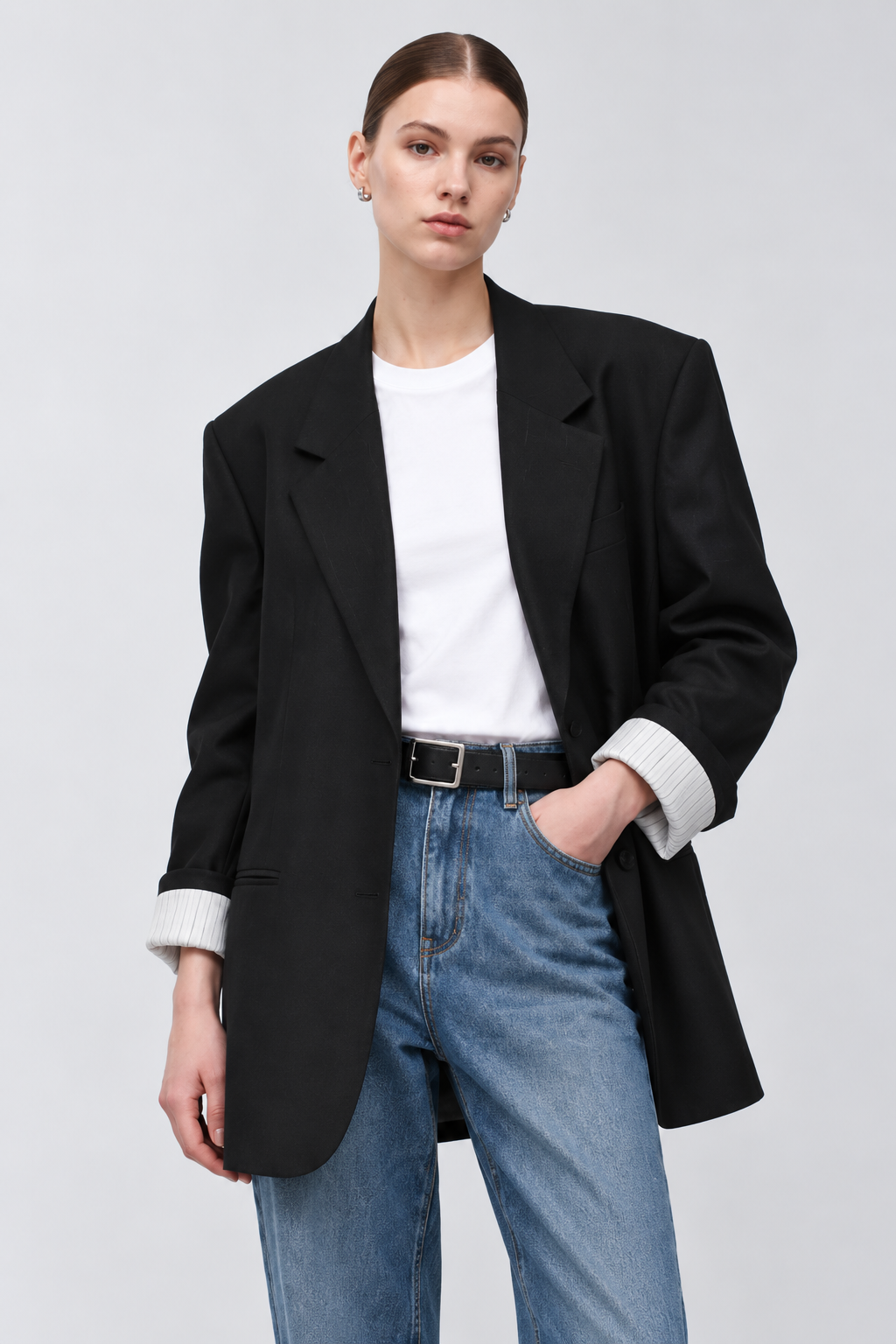 Mohair Blazer with Detachable Shirt Collar & Placket