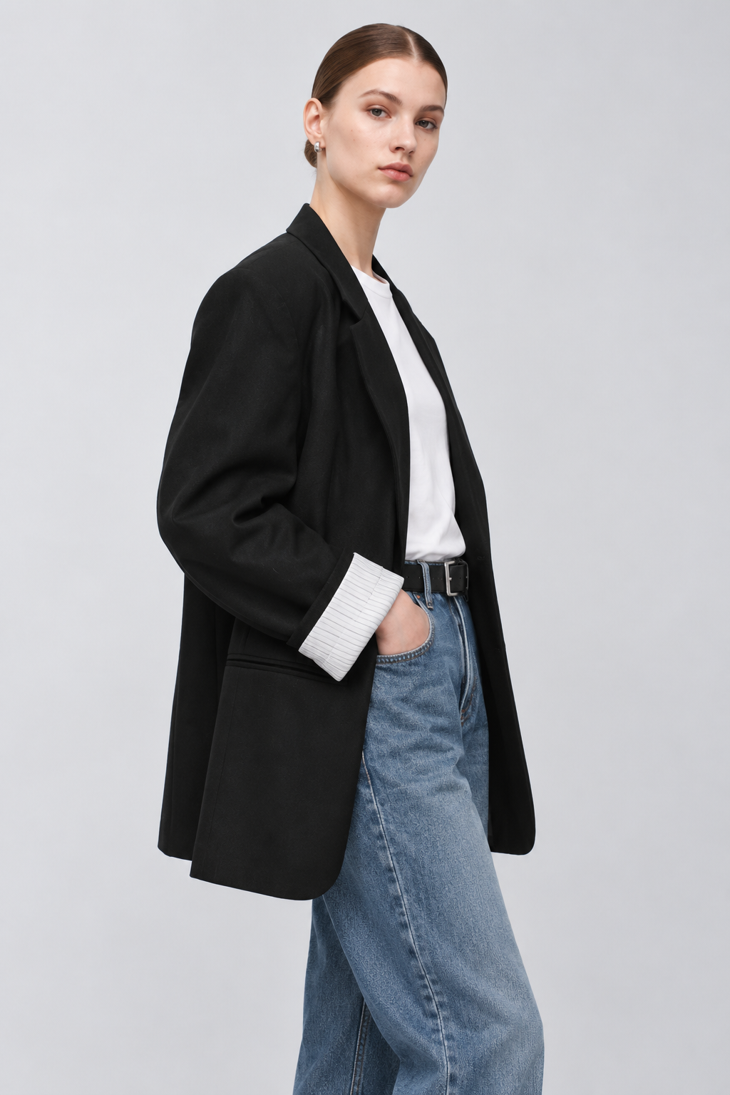 Mohair Blazer with Detachable Shirt Collar & Placket