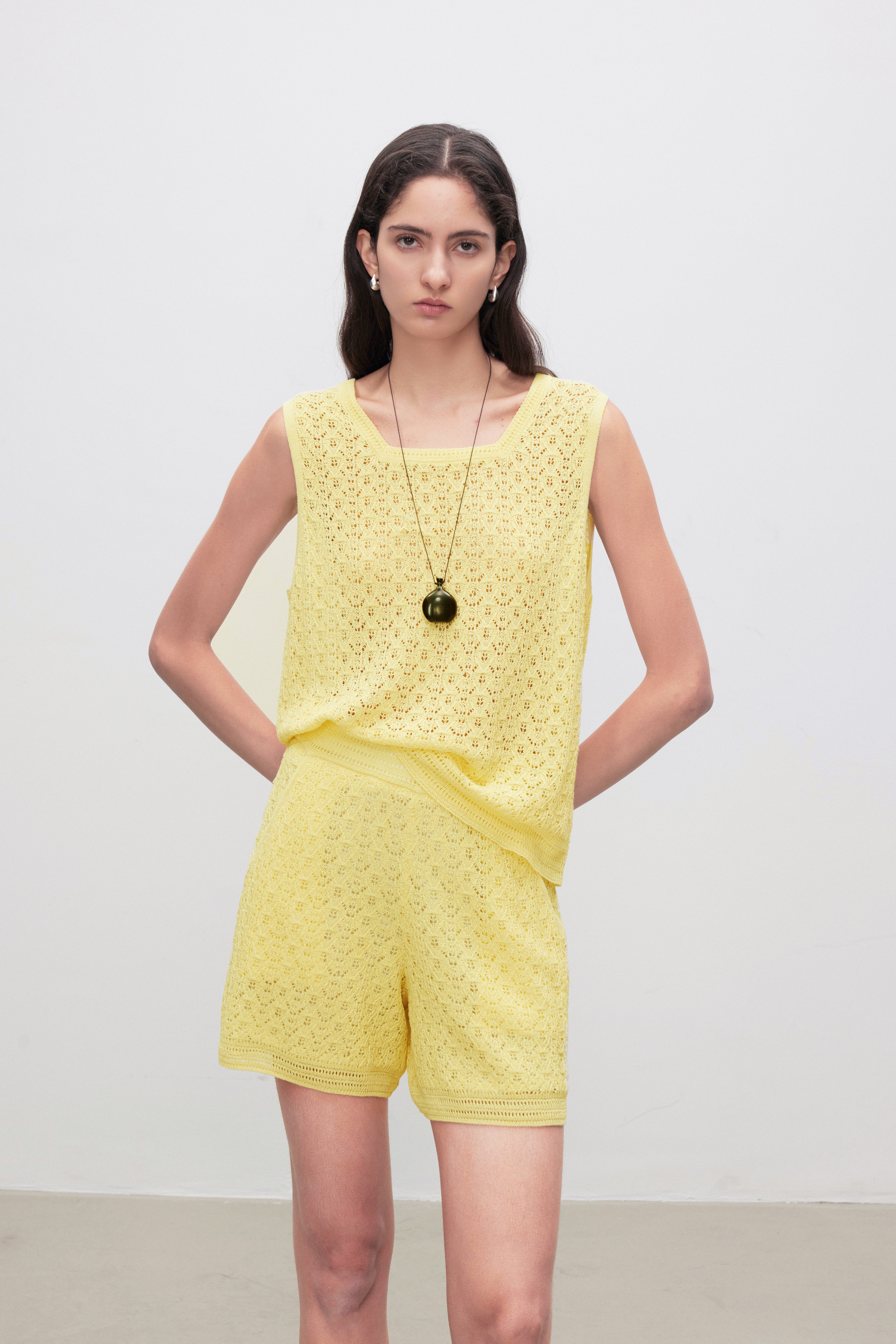 Crochet Knit Lace-Look Shorts