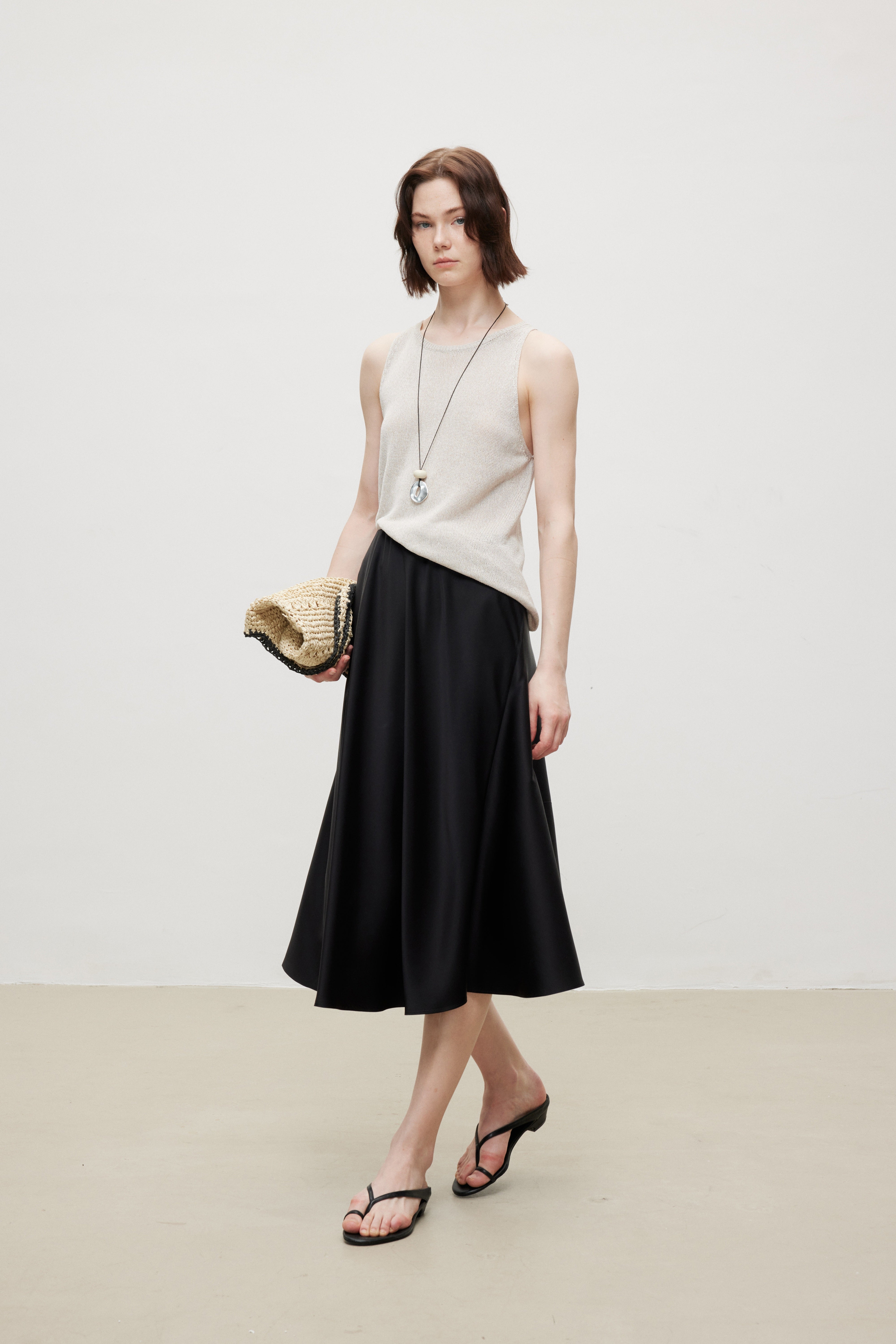 Triacetate Luxe Draped Elegance Midi Skirt