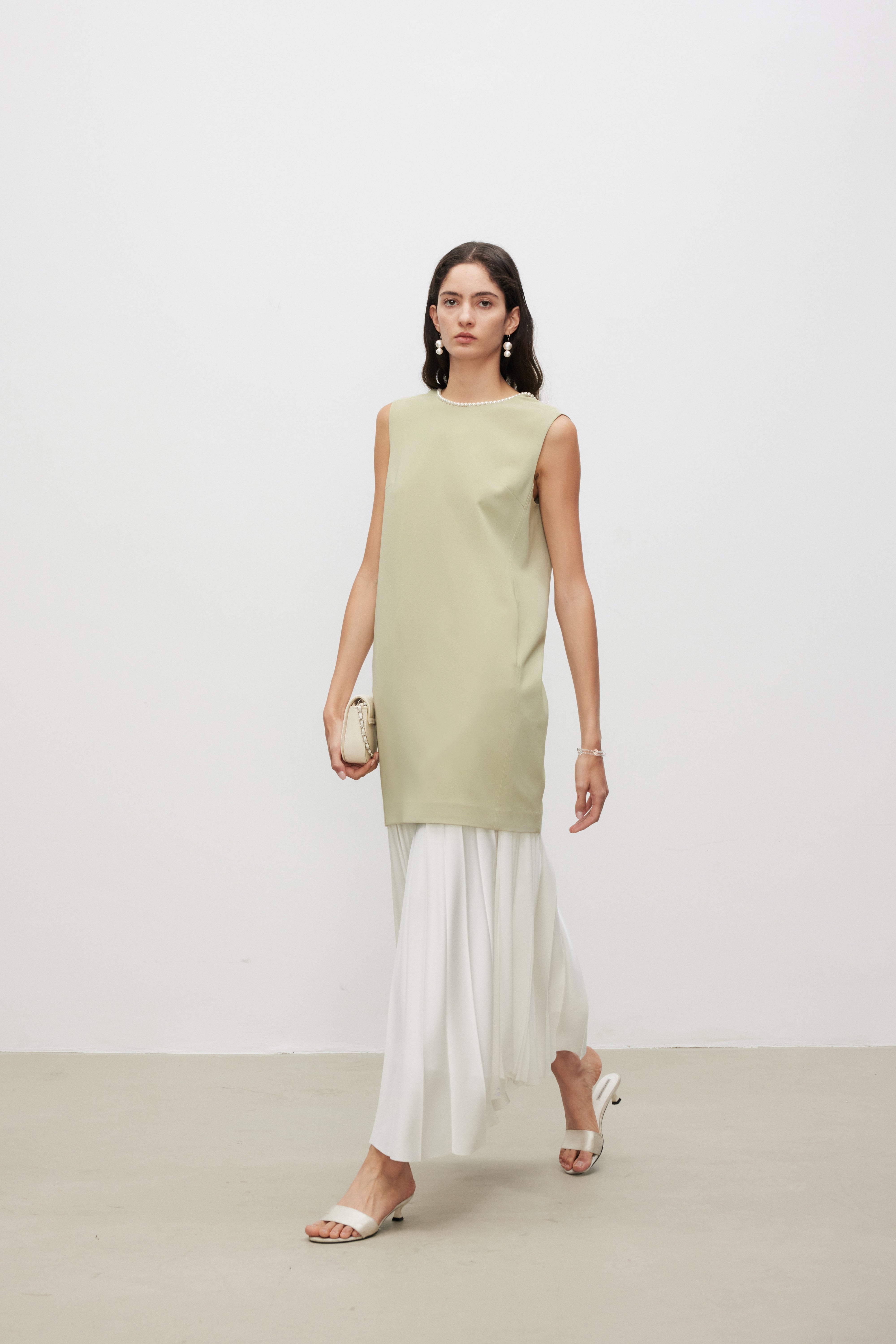 Pearl Accent Shift Mini Dress