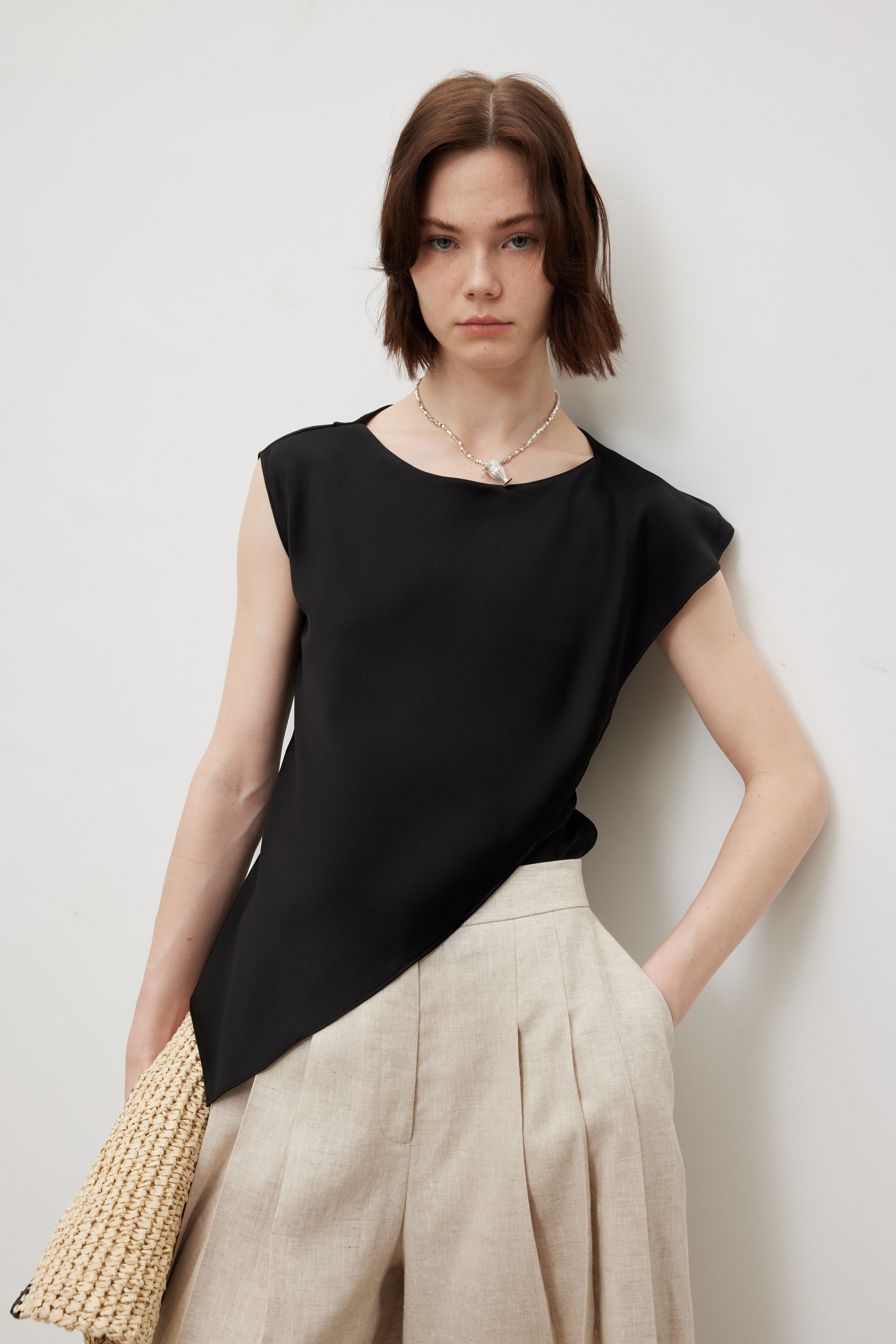 Triacetate Luxe Draped Elegance Top