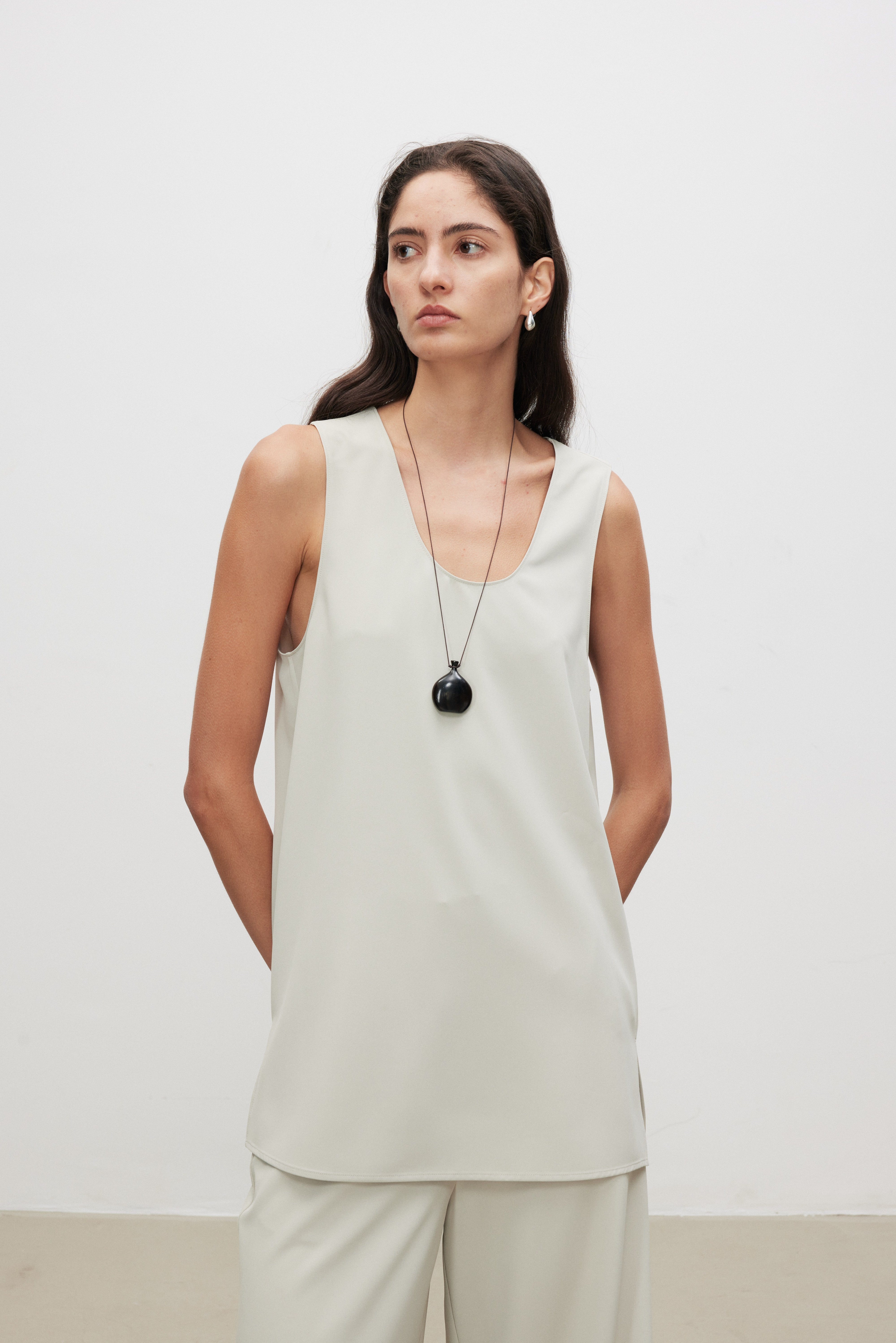 Minimalist Draped U-Neck Top