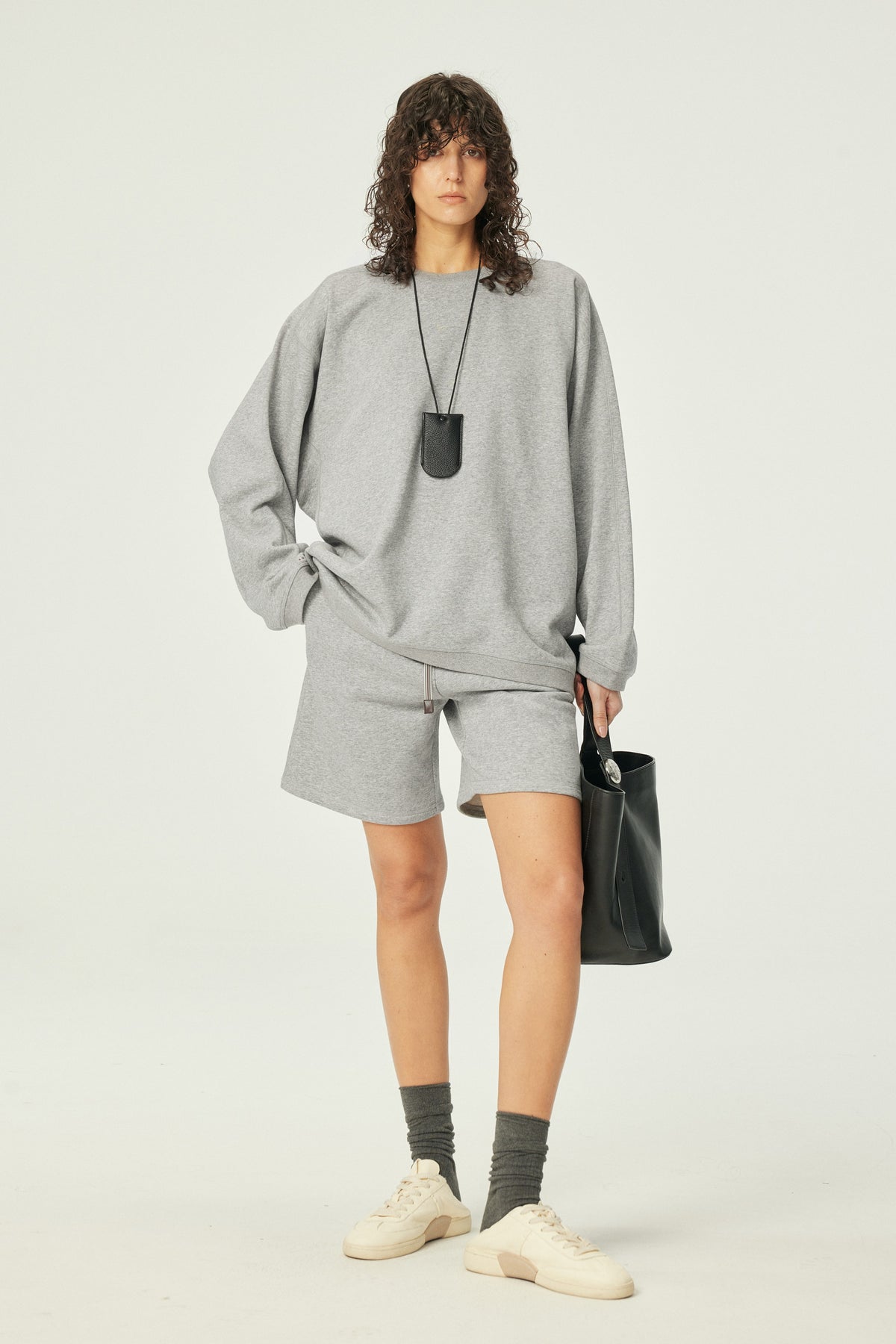Oversized Cotton-Blend Crewneck Sweatshirt