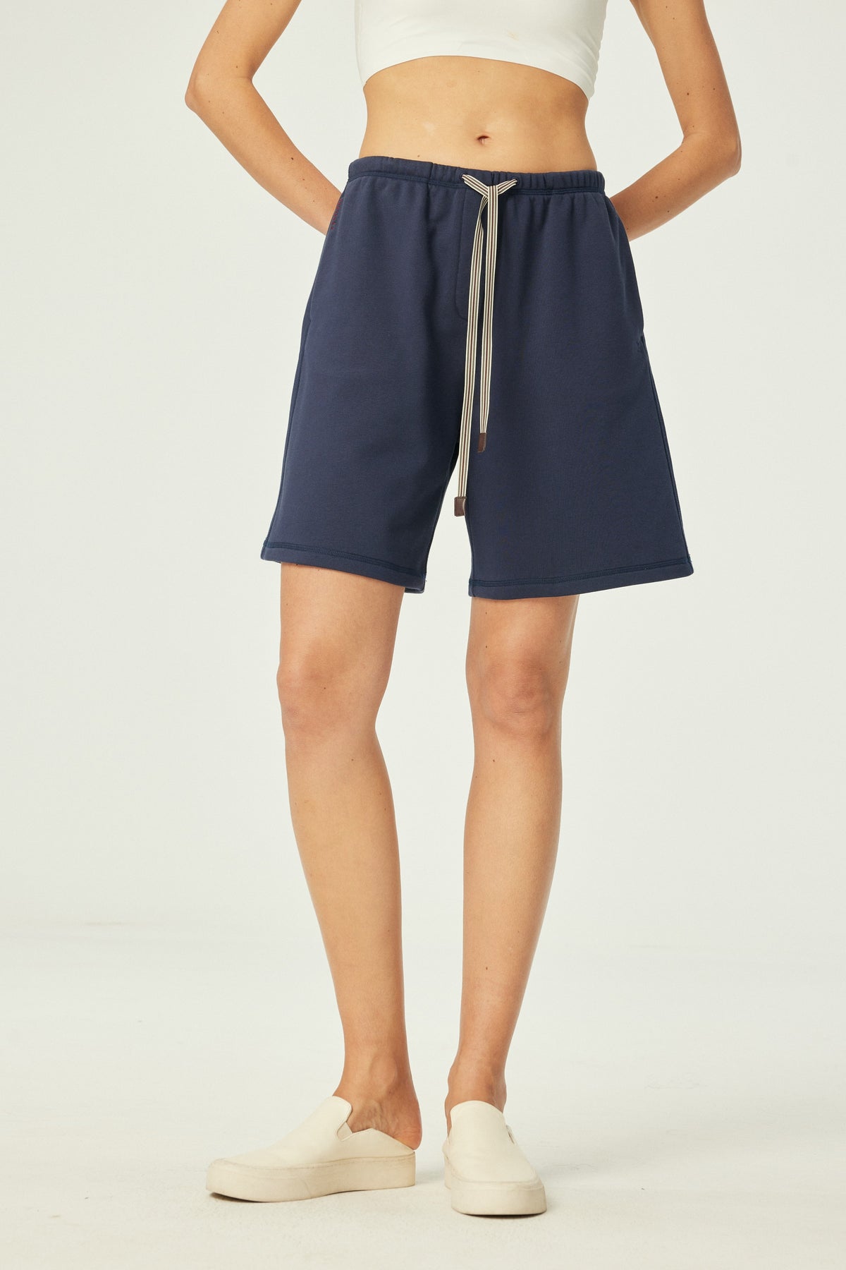 Cotton-blend Drawstring Jogger Shorts