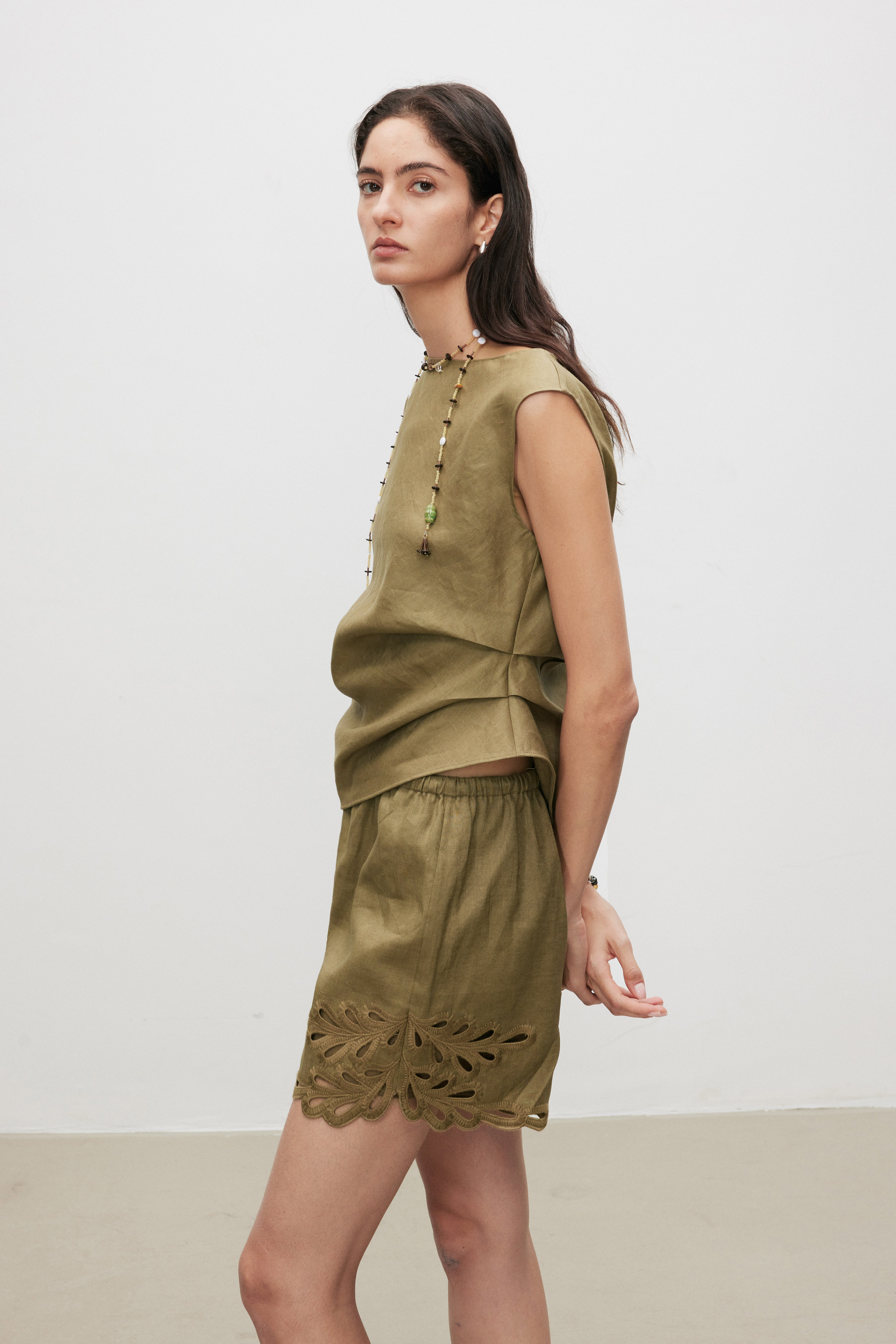 Linen Broderie Anglaise Shorts