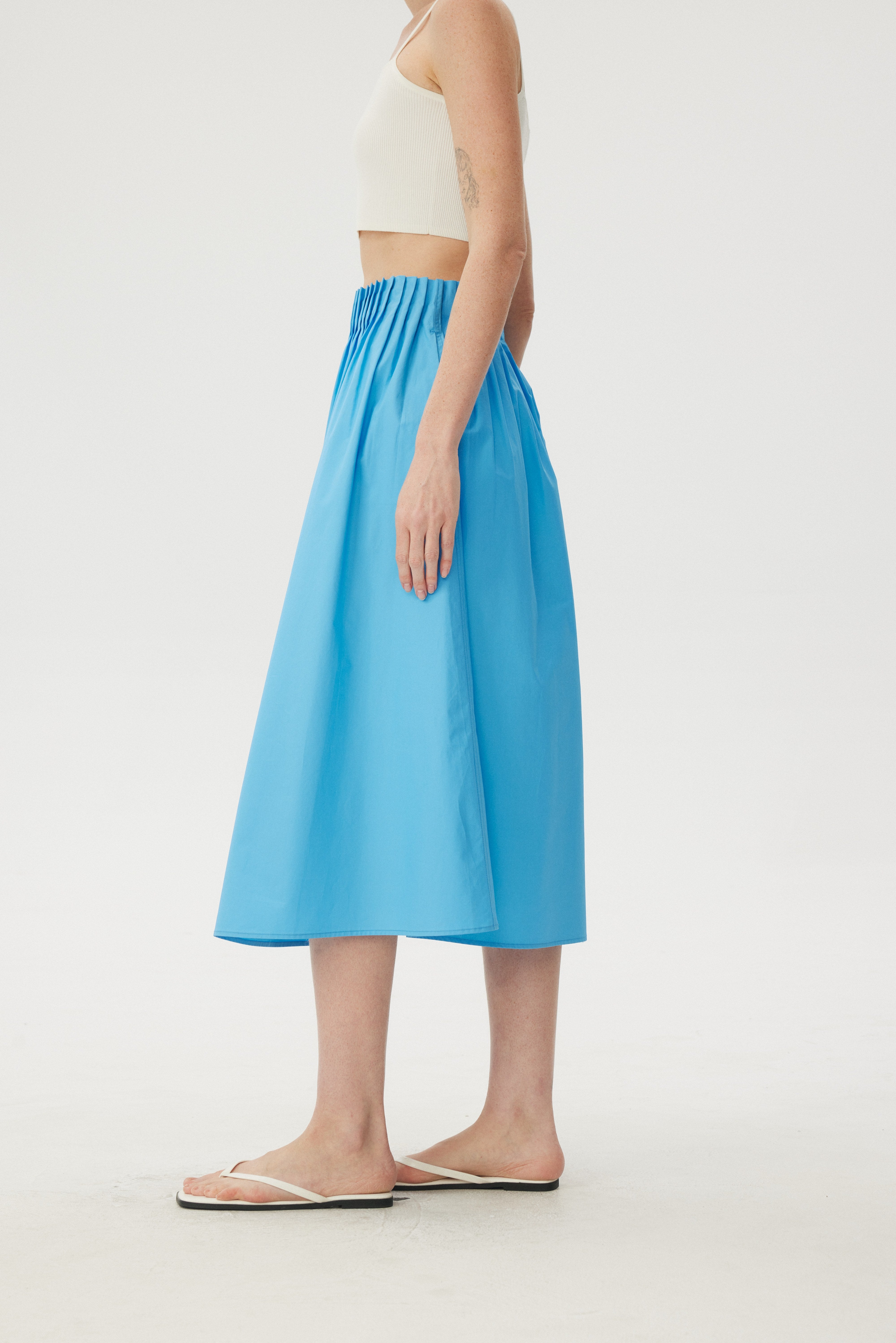 Sculpted Origami Pleated Midi A-Line Skirt