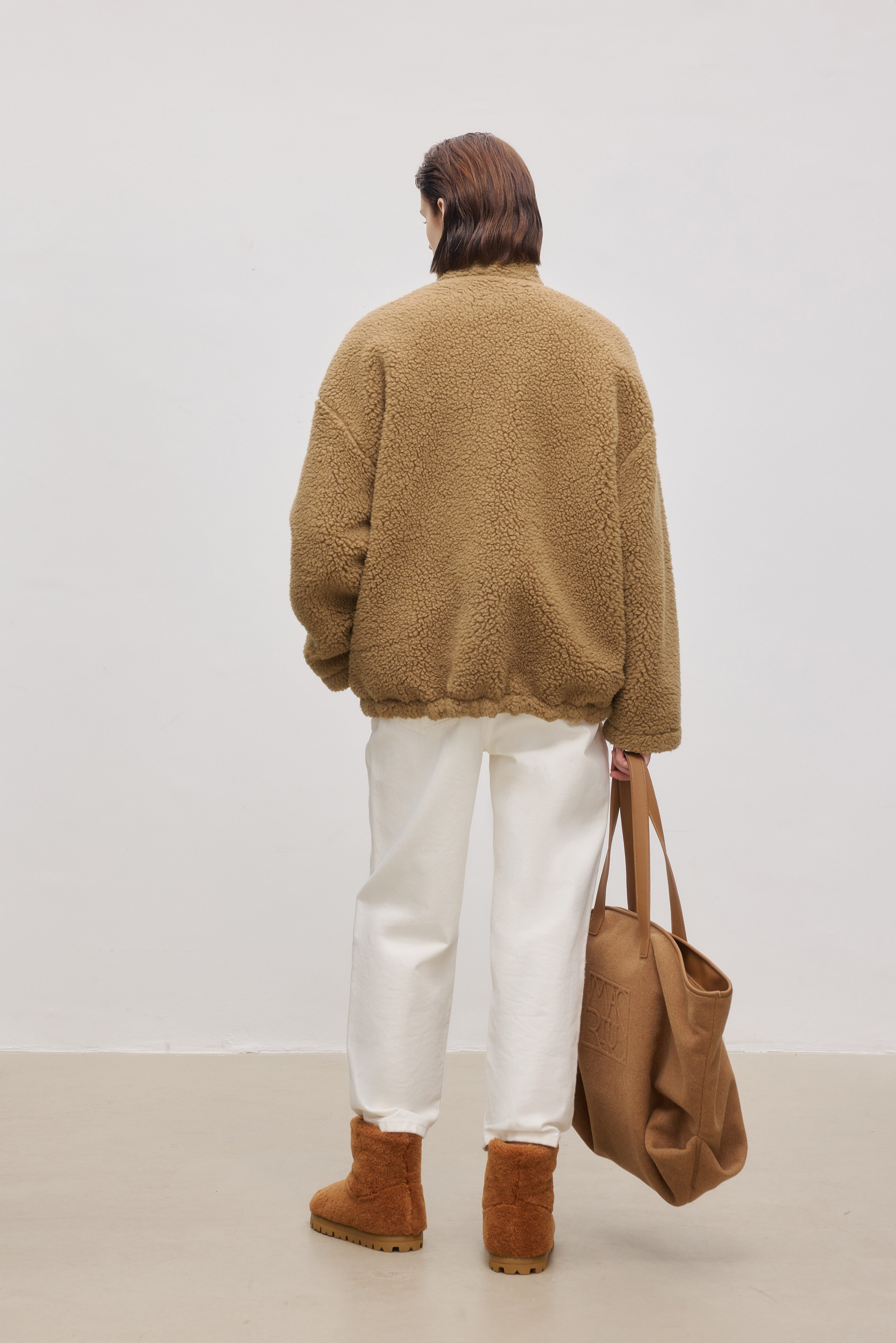Wool-Camel Blend Teddy Relaxed Jacket