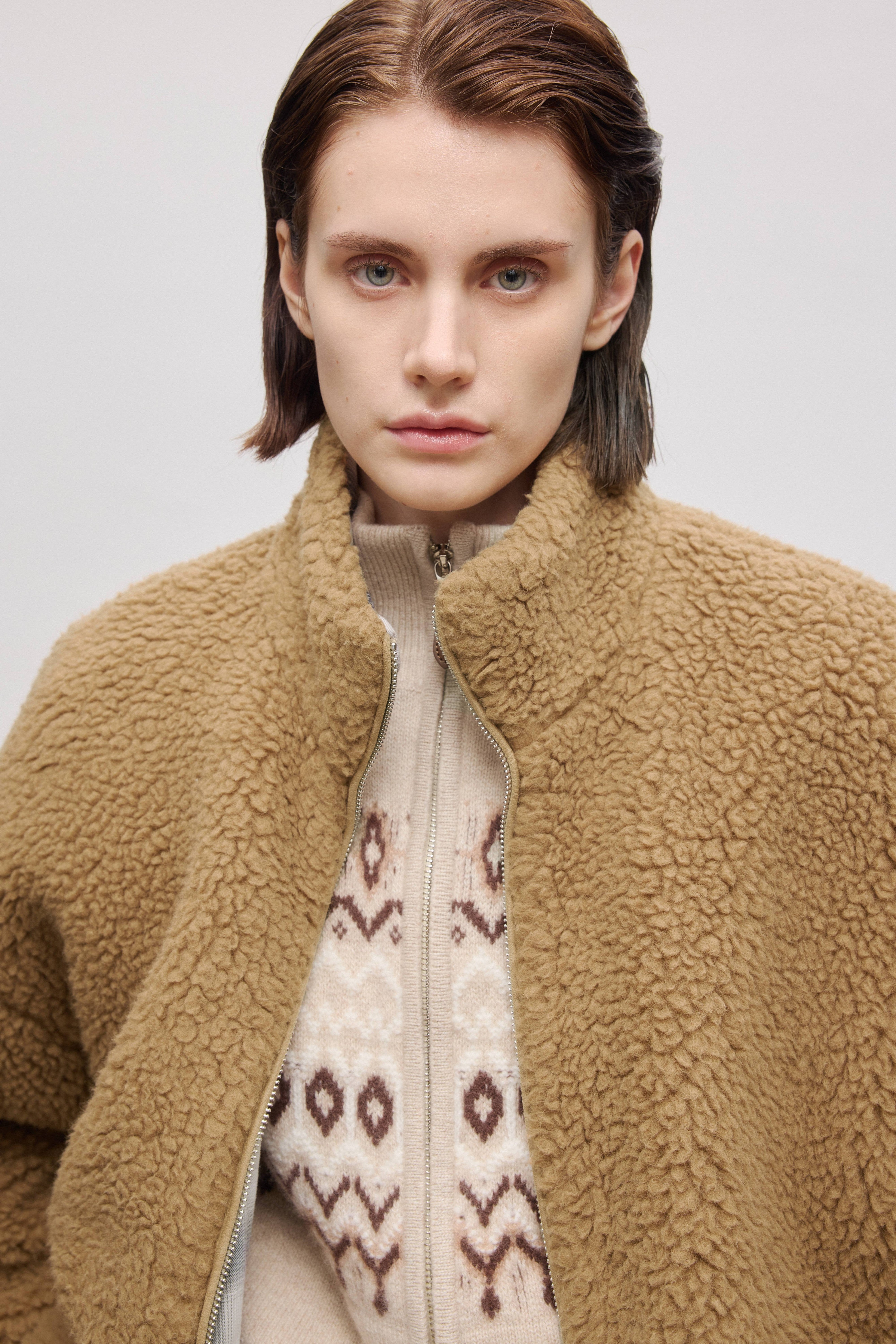 Wool-Camel Blend Teddy Relaxed Jacket
