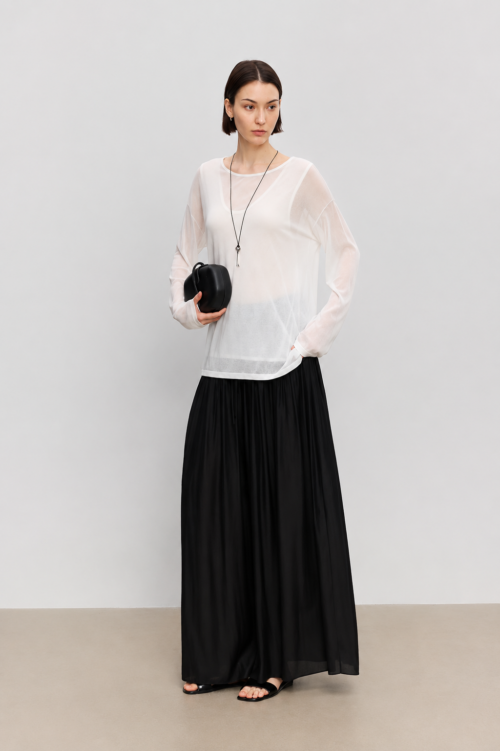 Gathered Wide-Leg Pants