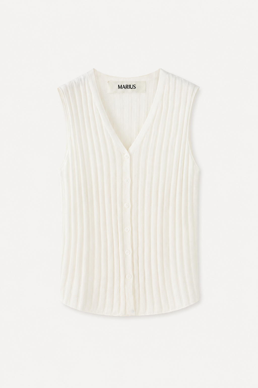 Vertical Texture Wool-Linen Blend Knit Vest