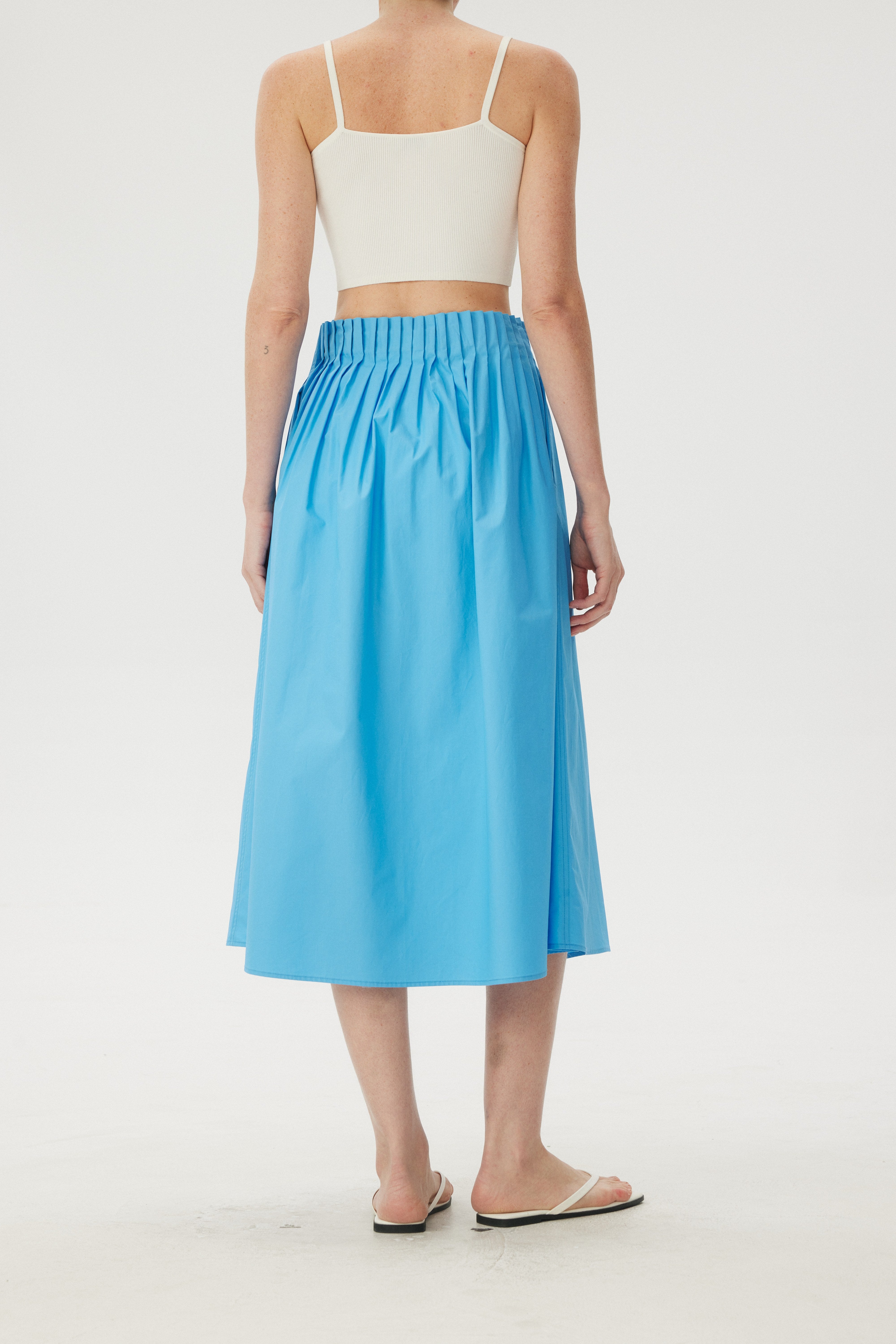 Sculpted Origami Pleated Midi A-Line Skirt