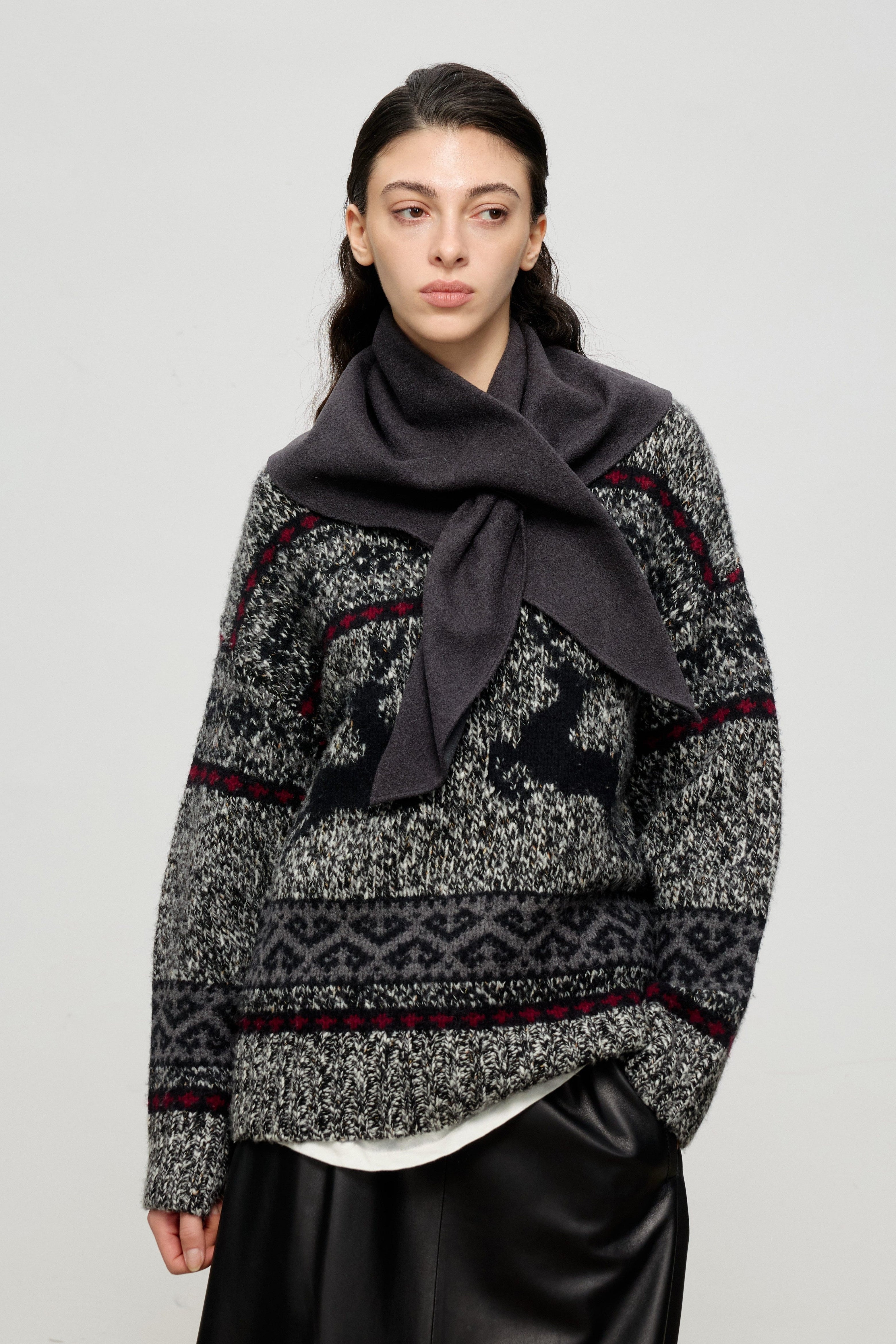 Reindeer Jacquard Mohair-Wool Knit Sweater