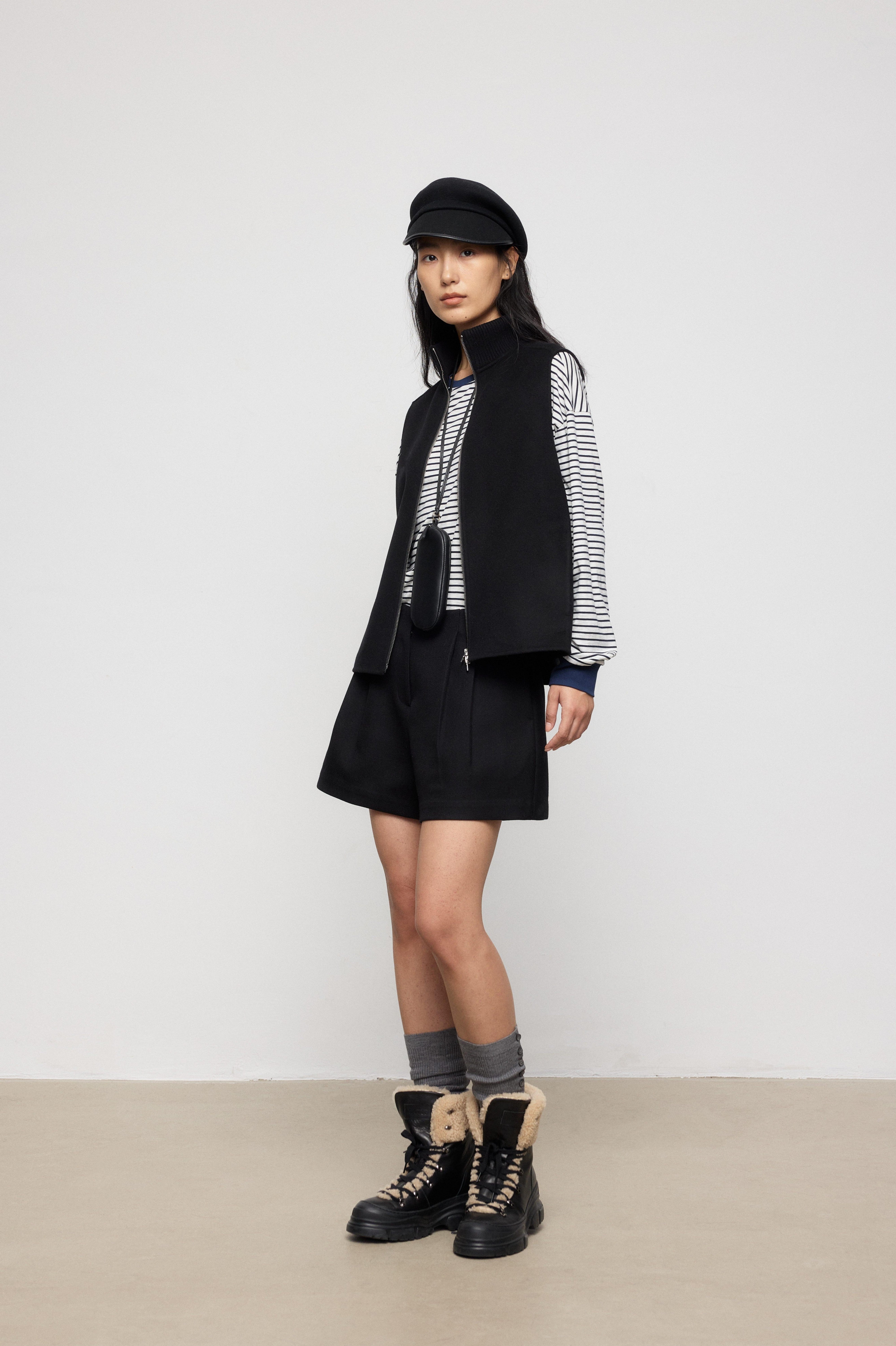 Minimal Pure Wool Zip-Up Vest
