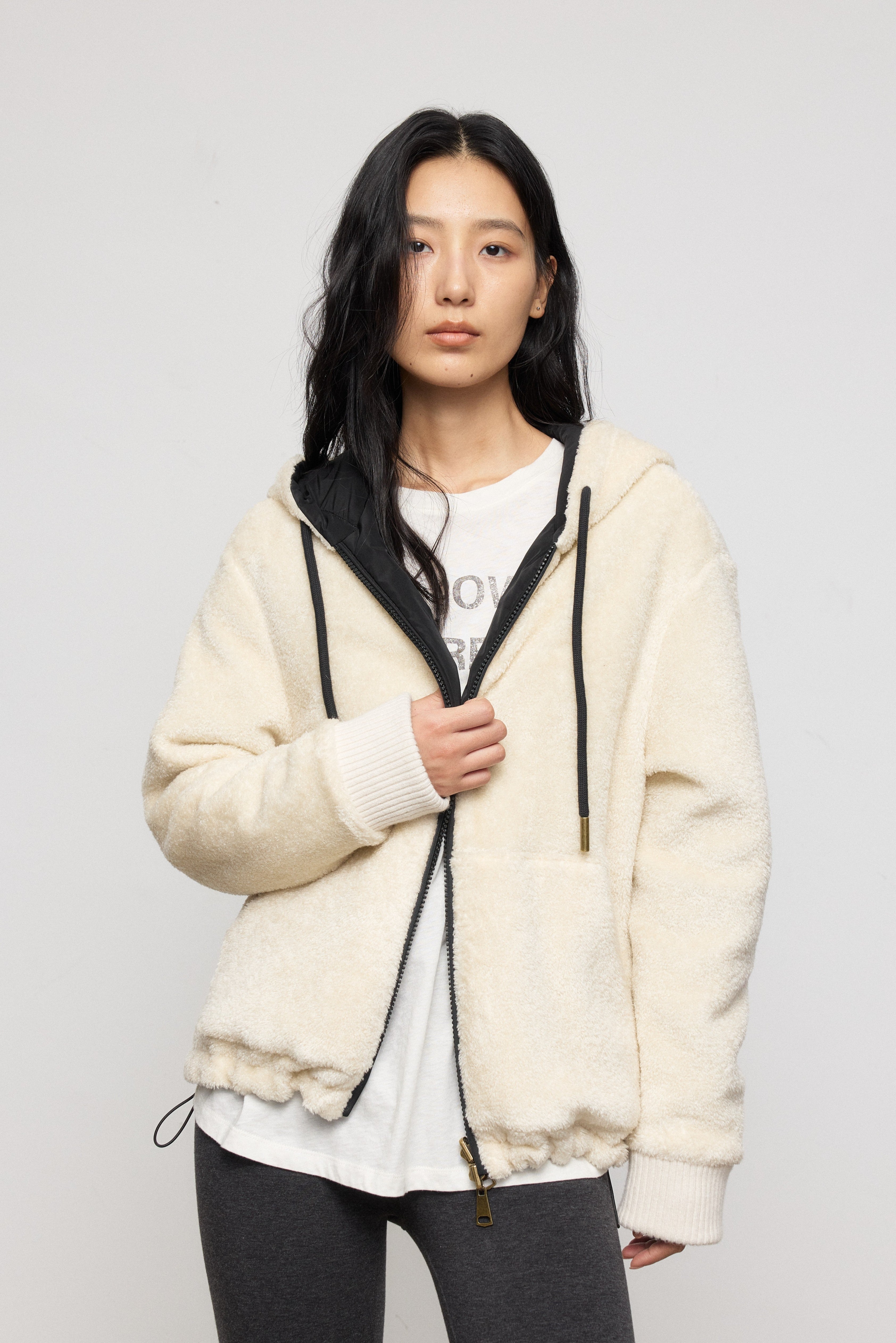 Reversible Double-Face Teddy Hooded Jacket