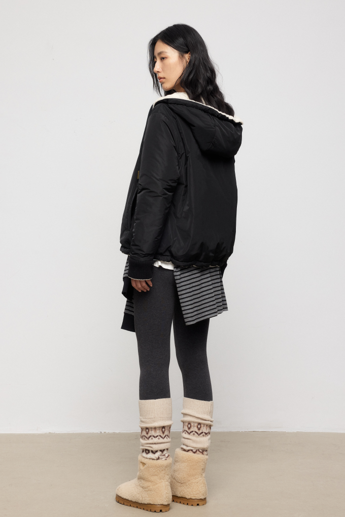 Reversible Double-Face Teddy Hooded Jacket