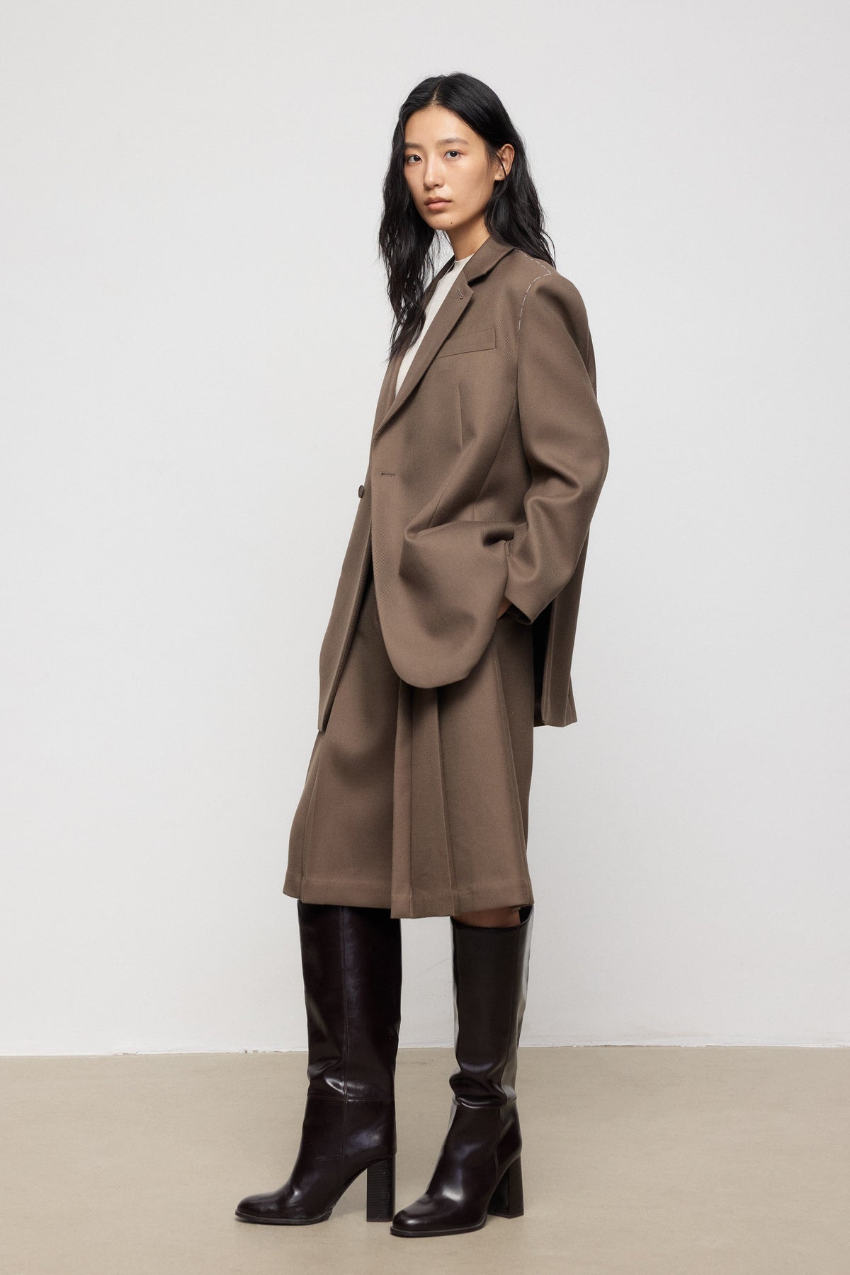 Wool-Blend Relaxed Tailored Blazer