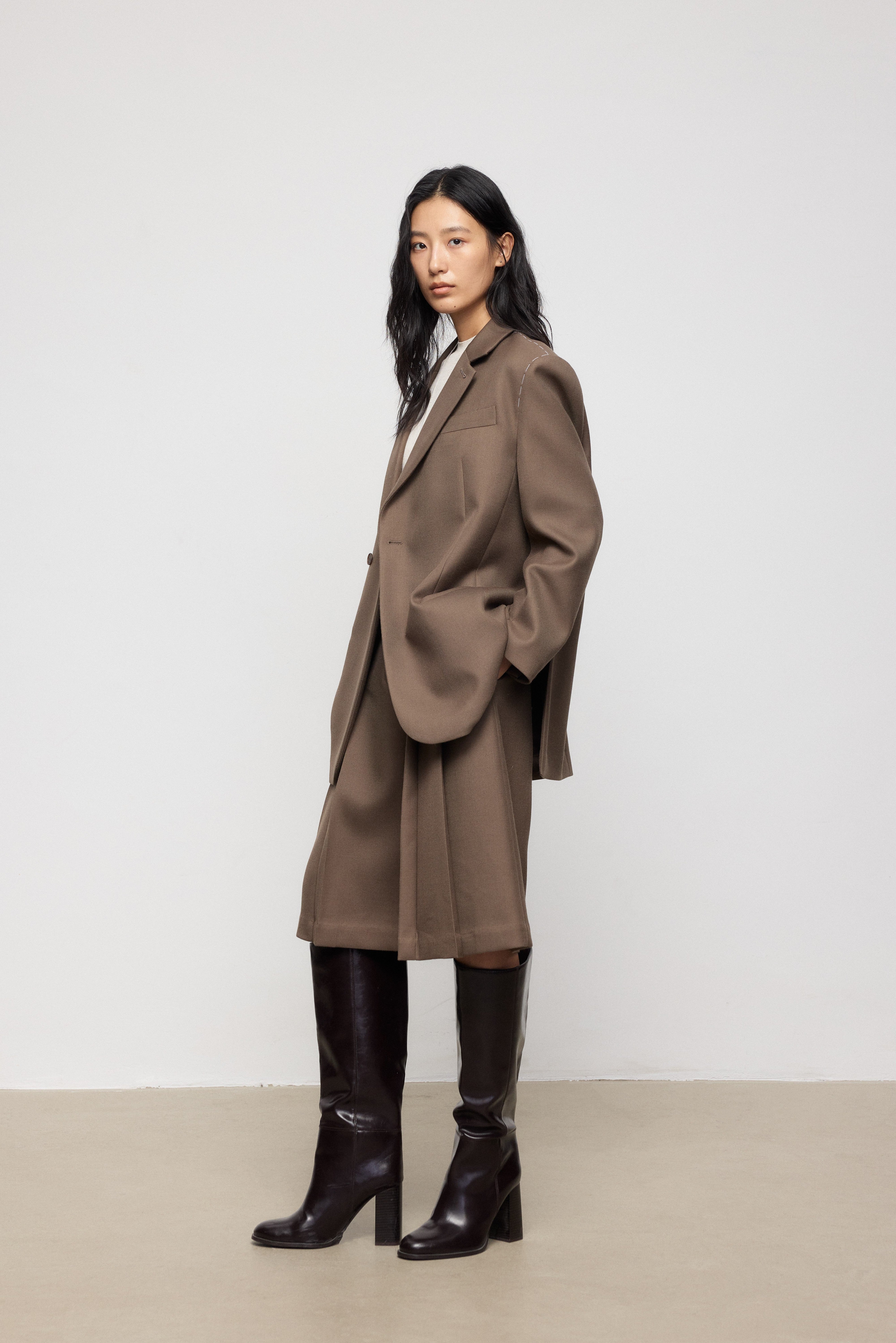 Wool-Blend Relaxed Tailored Blazer