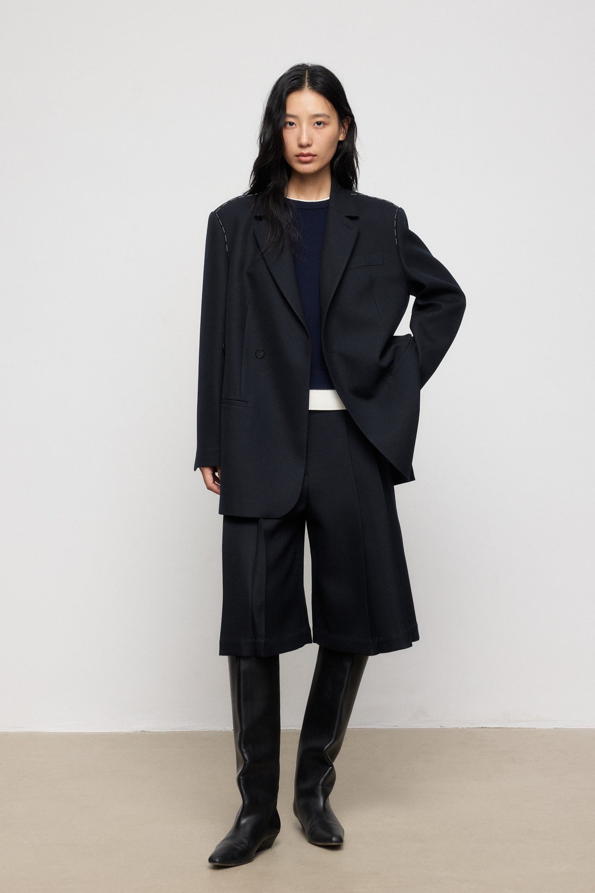 Wool-Blend Relaxed Tailored Blazer