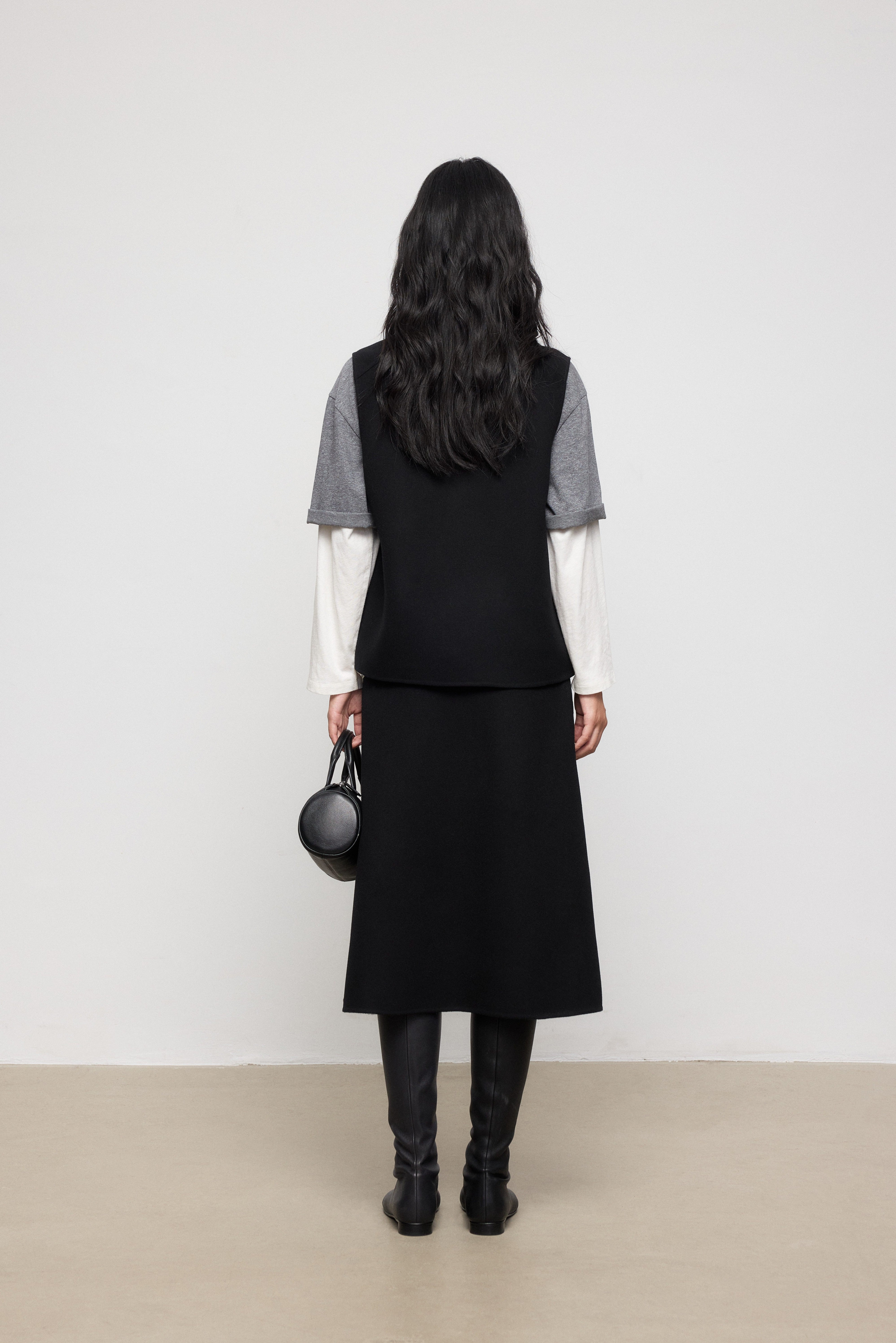 Minimal Pure Wool Zip-Up Vest