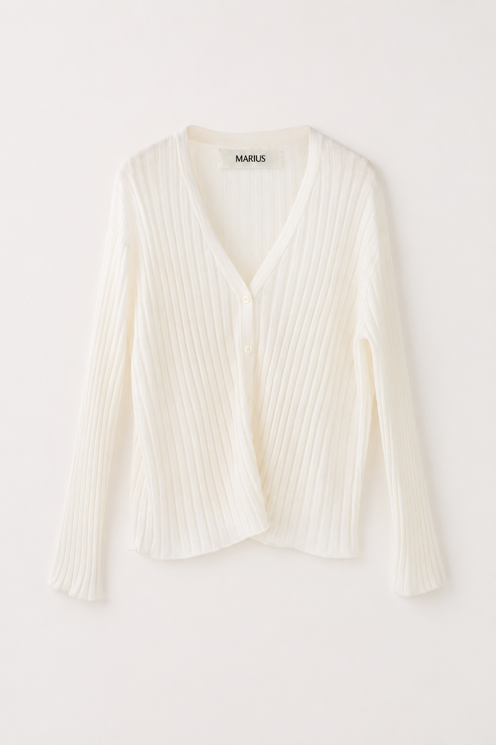 Vertical Texture Wool-Linen Blend Cardigan