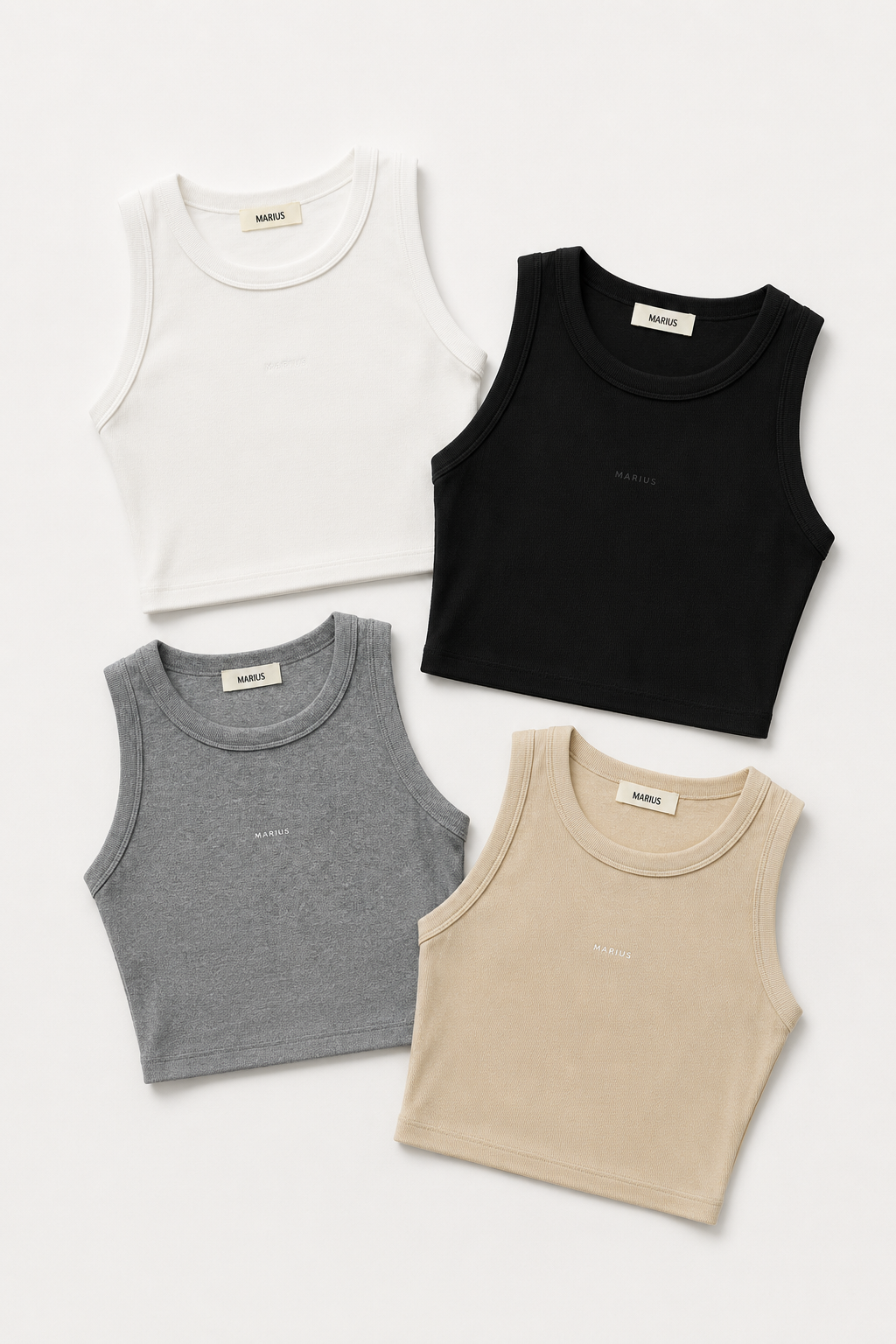 Minimal Cotton Blend Cropped Tank