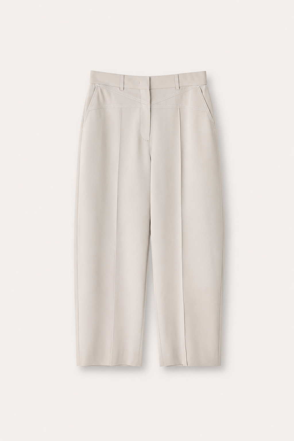 Contrast Stitch Barrel-Leg Trousers