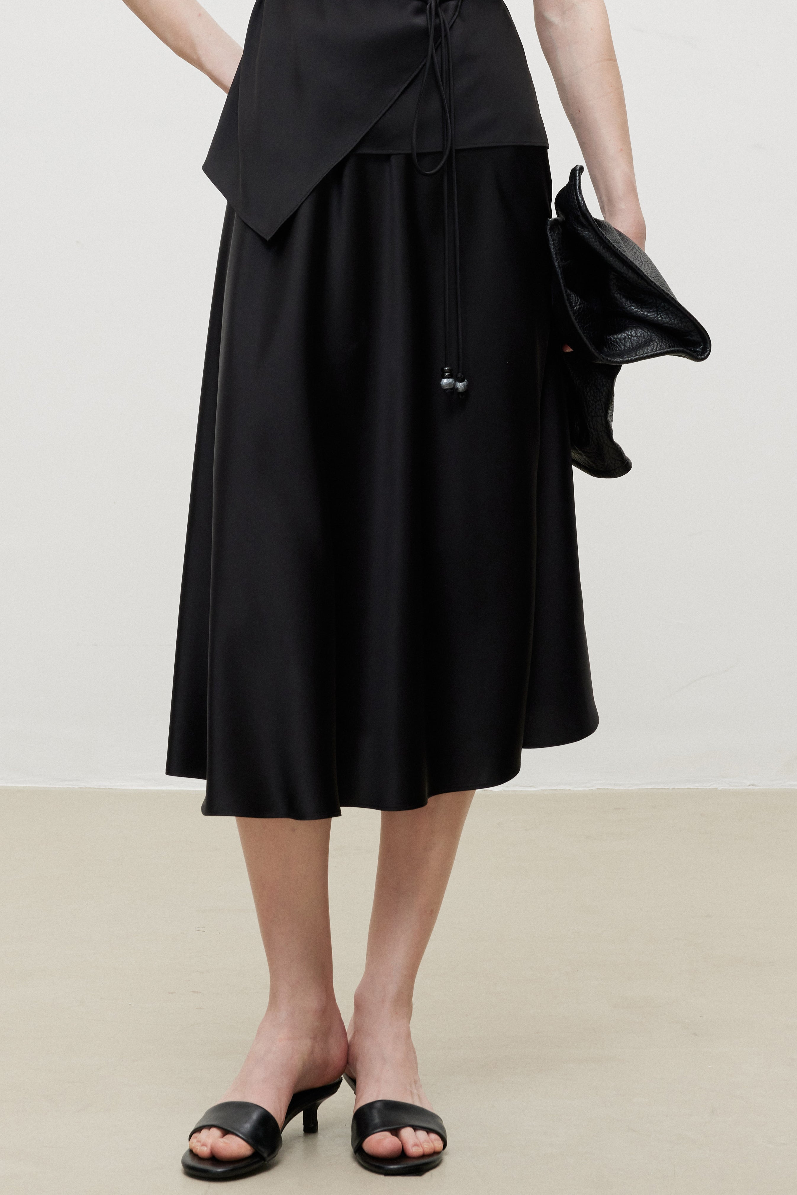 Triacetate Luxe Draped Elegance Midi Skirt