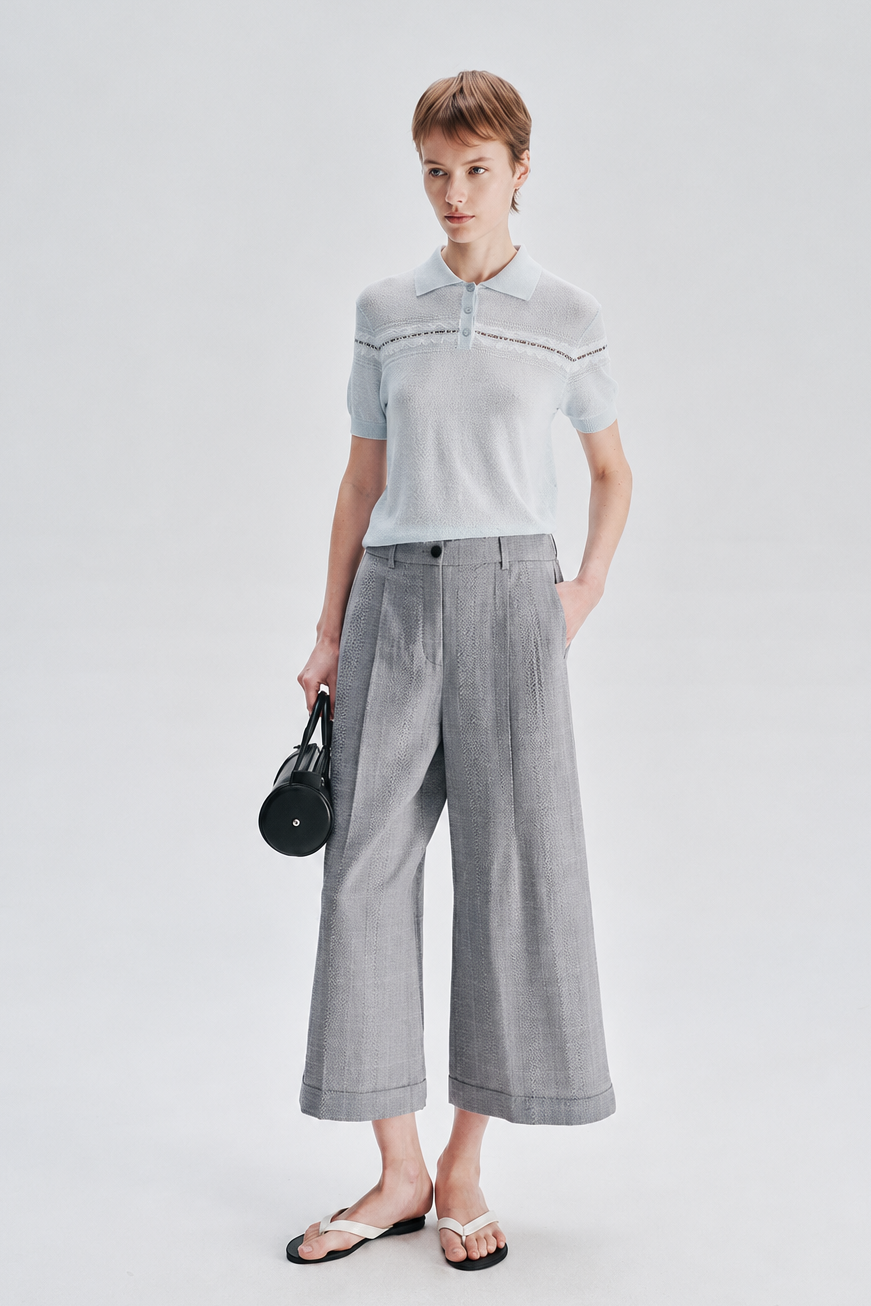 Tailored Cropped Wide-Leg Pants