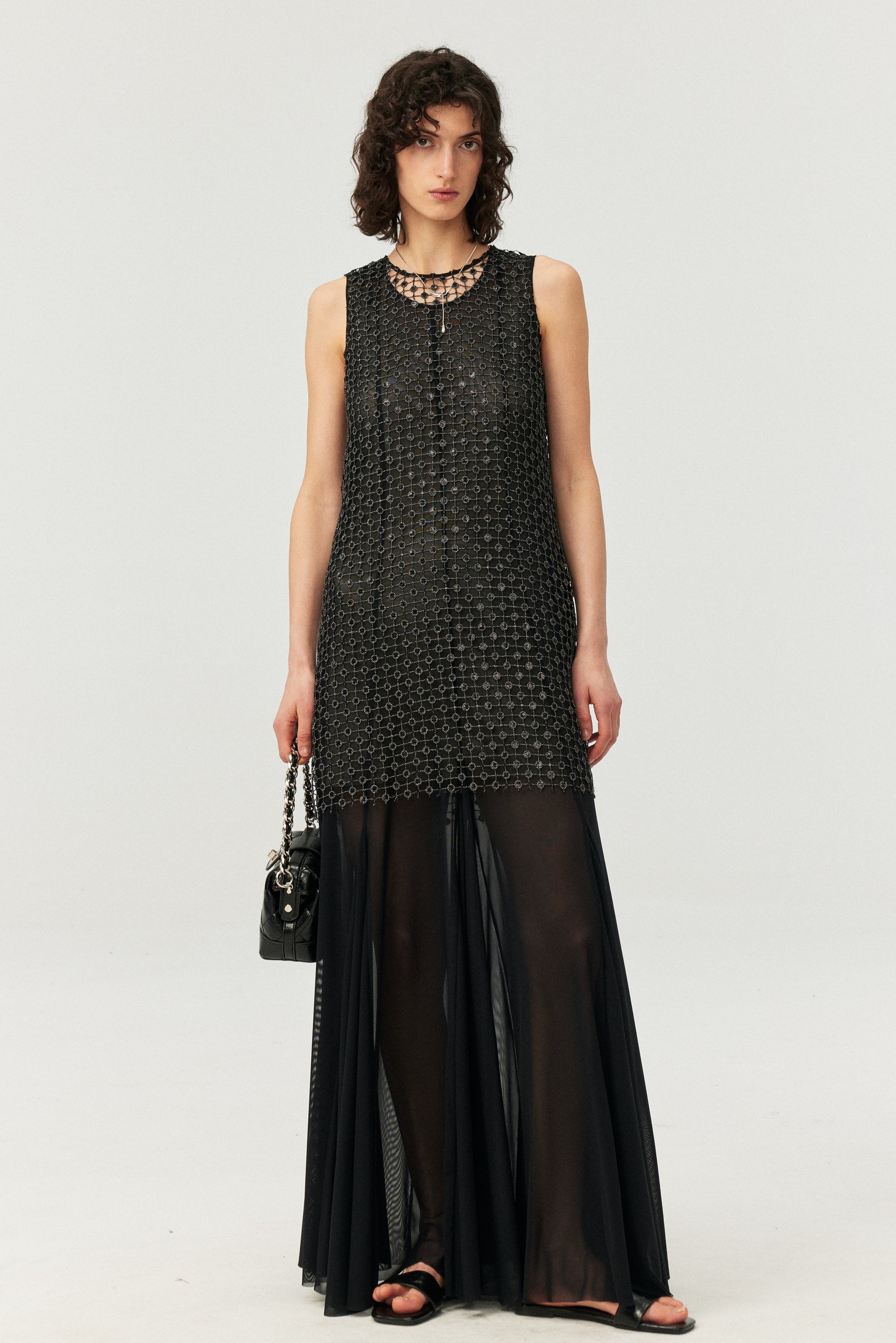 Starlight Mesh Embellished Maxi Dress