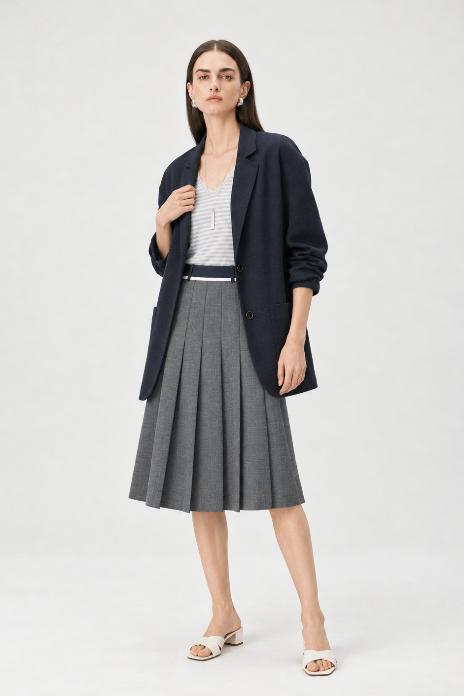 Lightweight Wool-Silk Textured Blazer