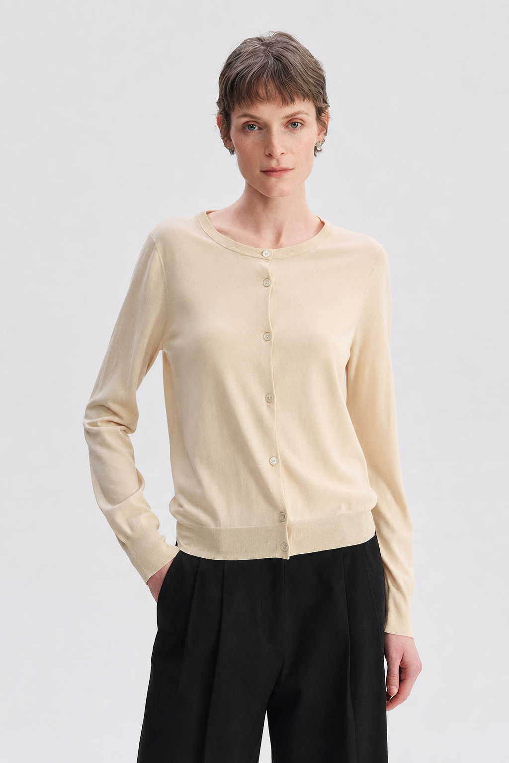 Lightweight Silk-Cotton Blend Cardigan