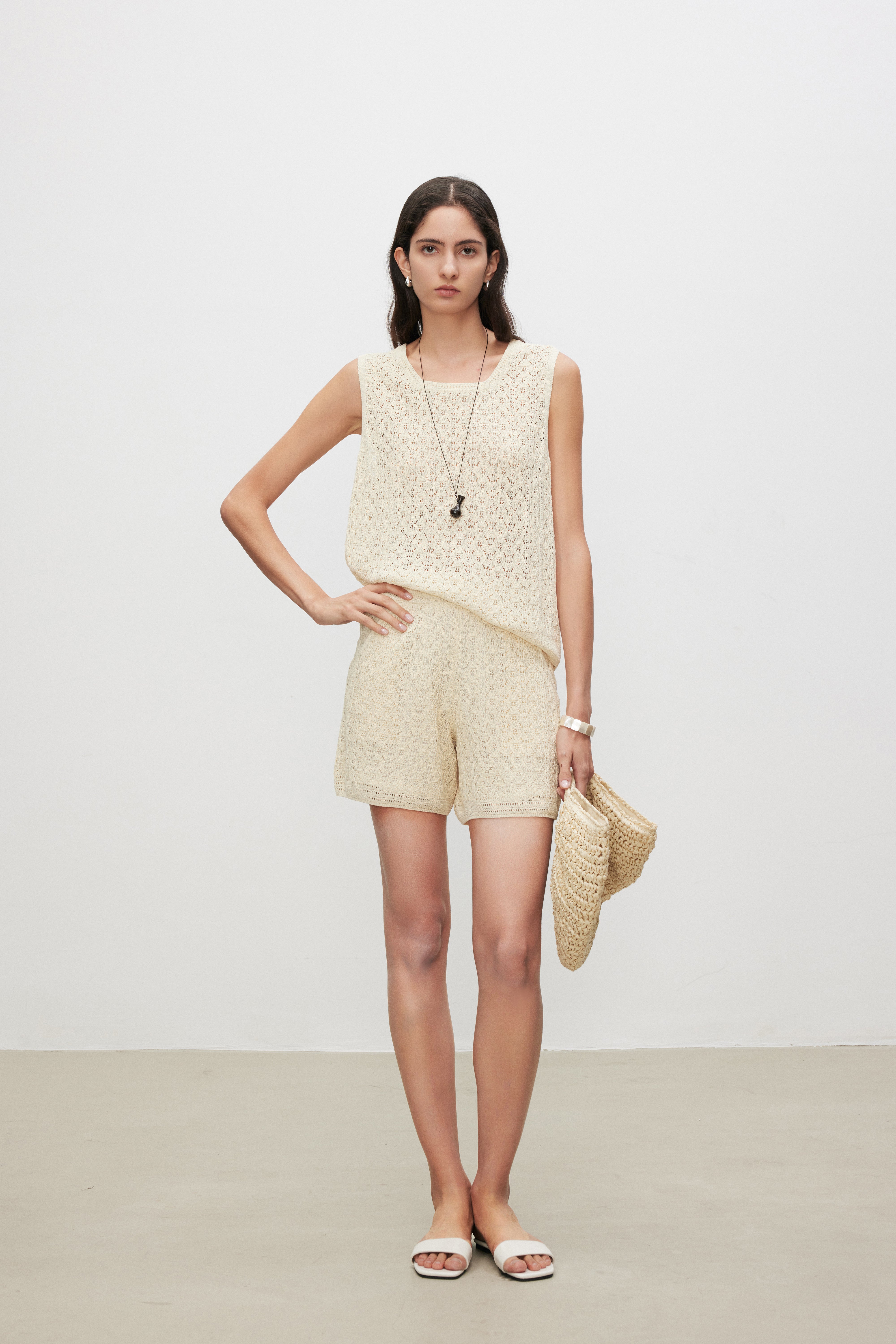 Crochet Knit Lace-Look Sleeveless Top