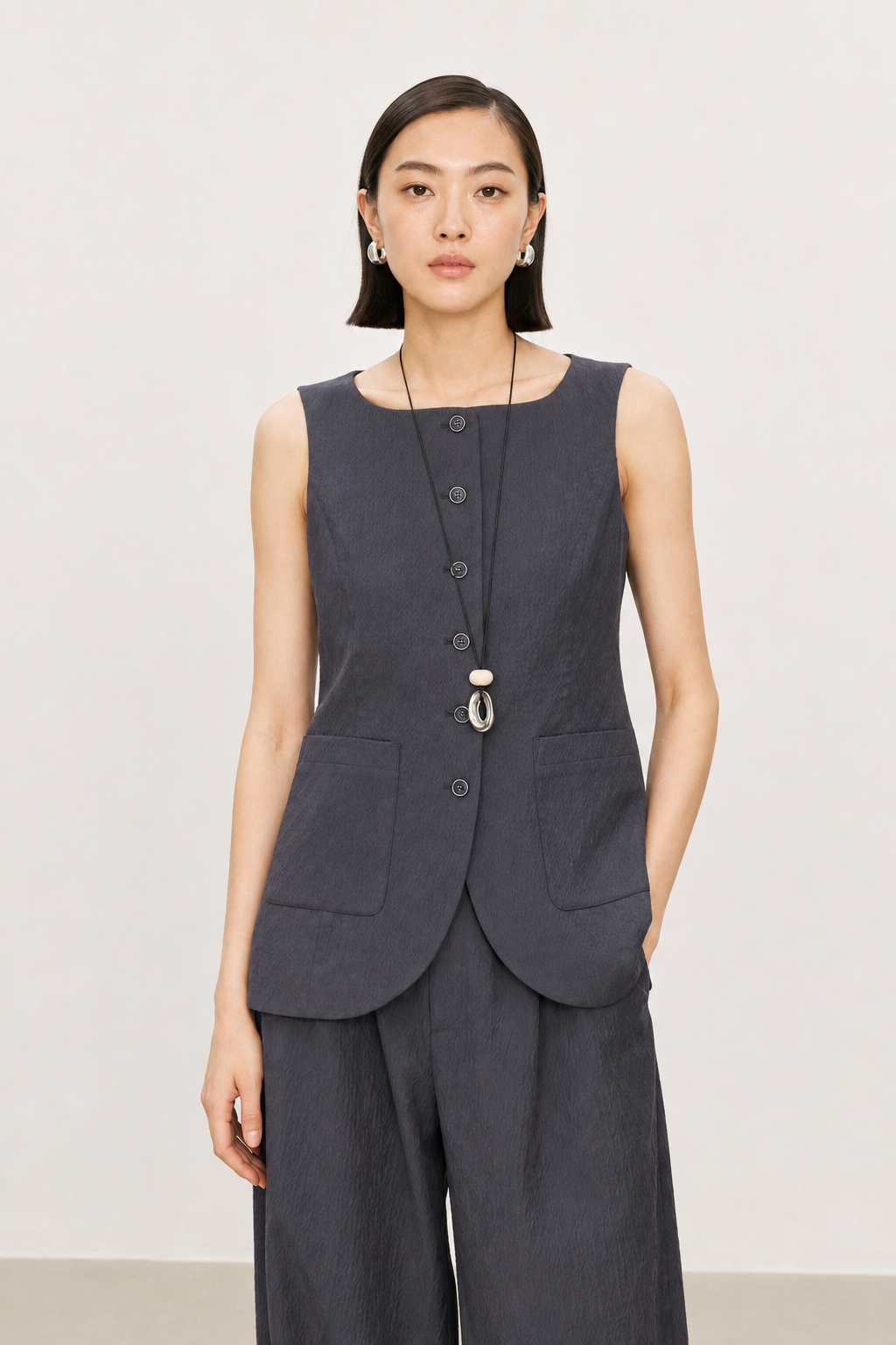 Classic Six-Button Tailored Wool-Blend Vest