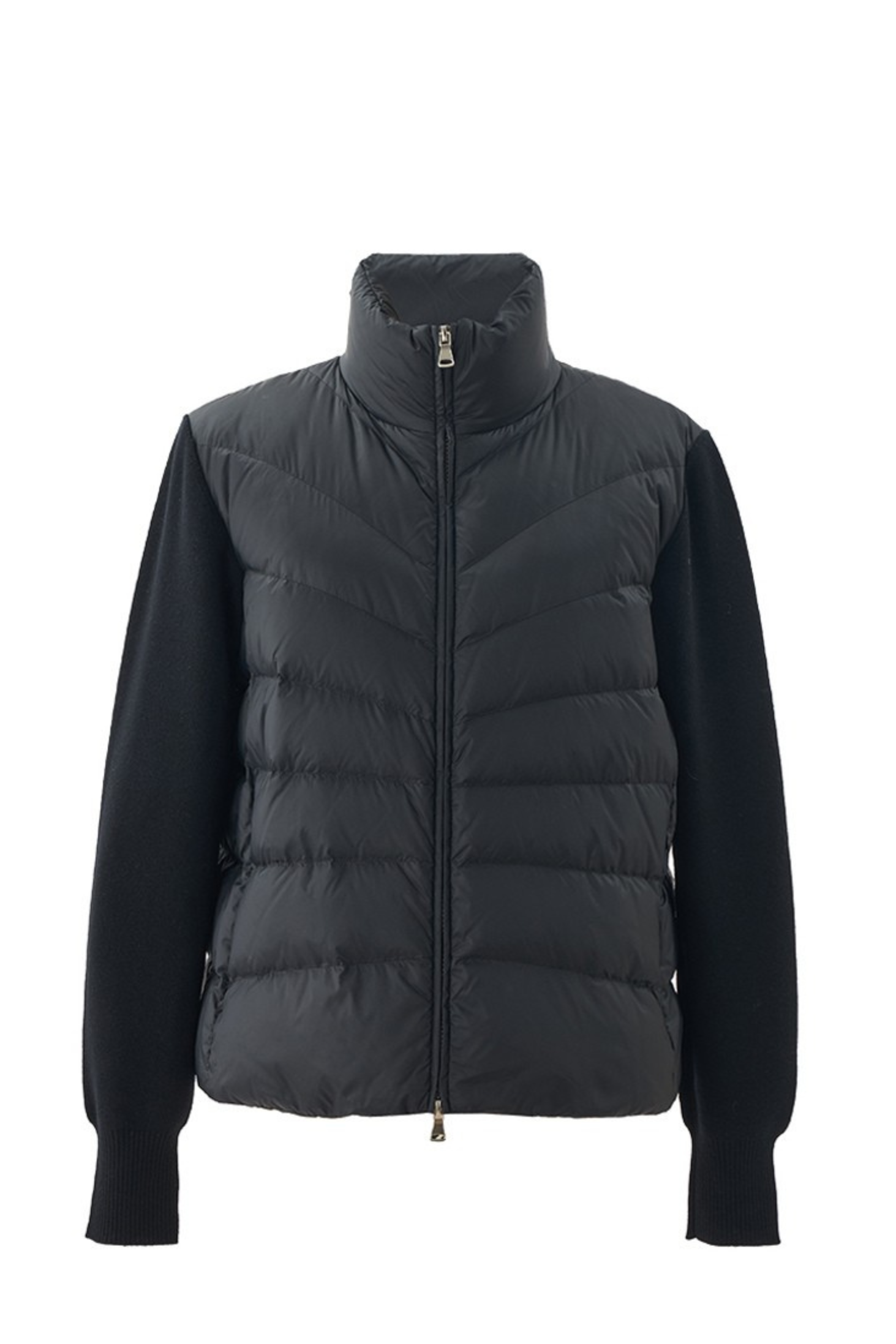 Lightweight Goose Down Knit-Panel Jacket