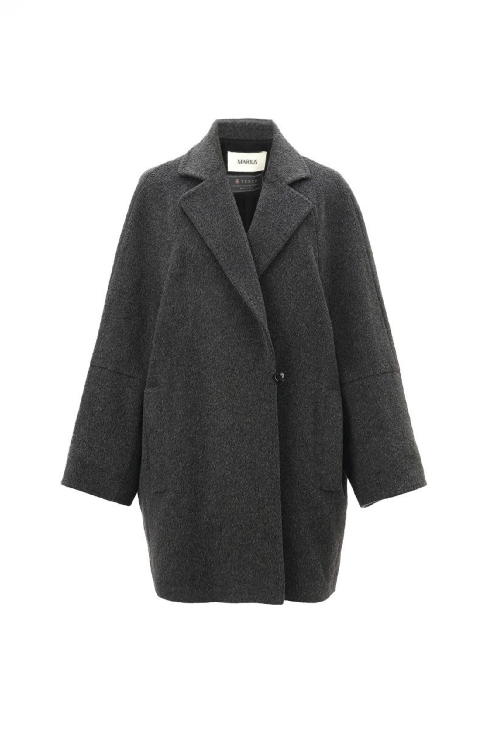 Cocoon-Shape Alpaca-Mohair Wool-Blend Coat