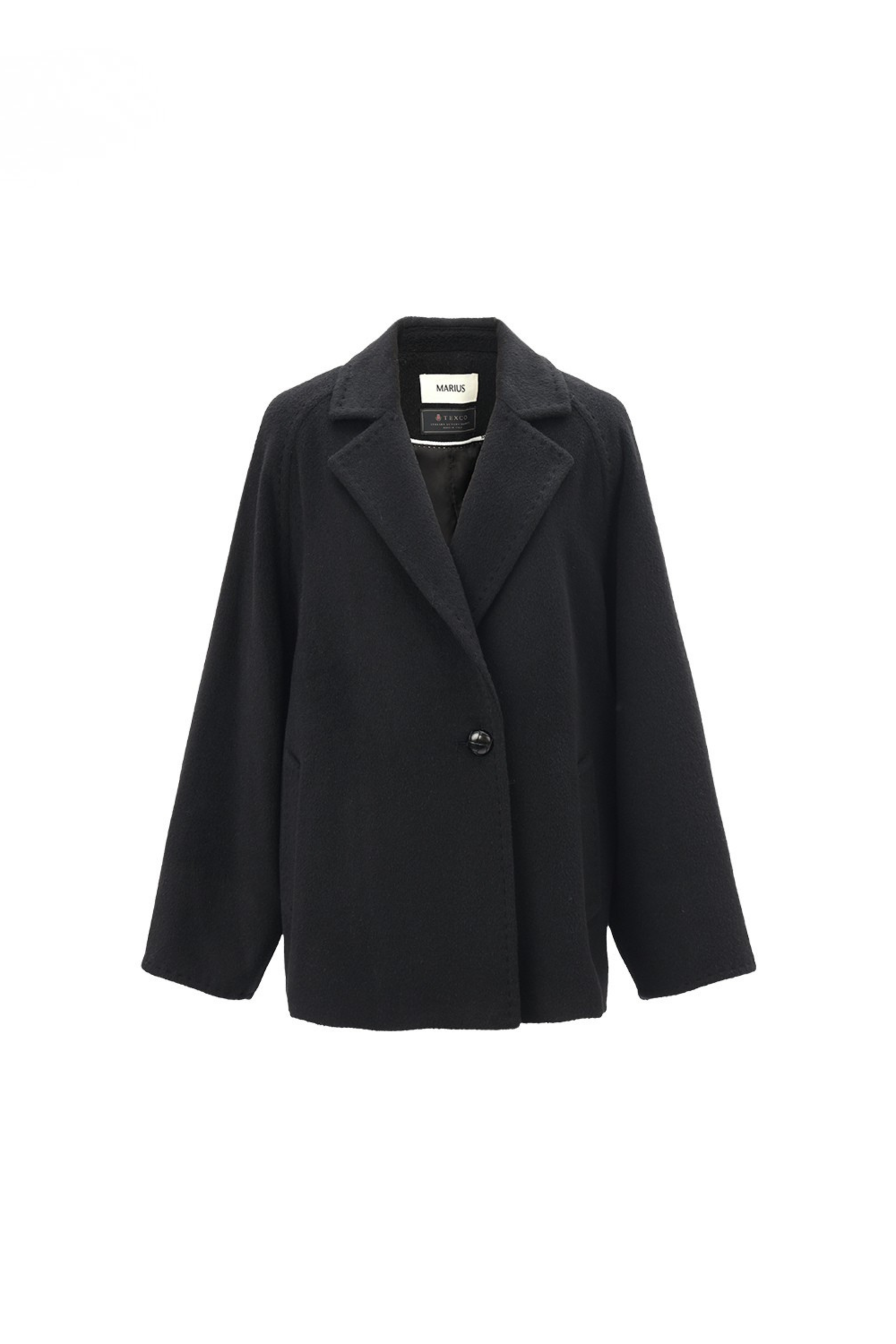 One-Button Alpaca-Mohair Wool-Blend Coat