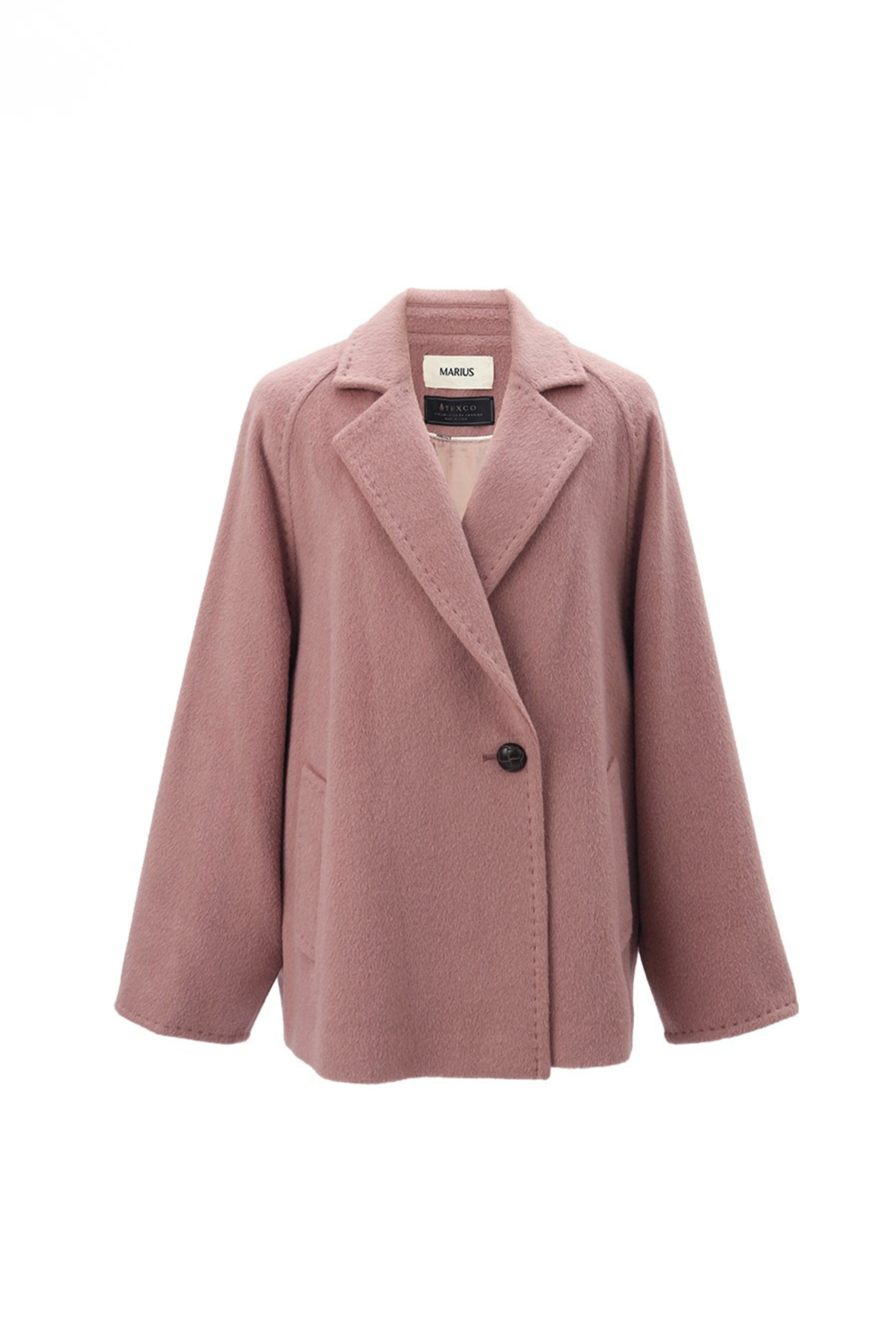 One-Button Alpaca-Mohair Wool-Blend Coat
