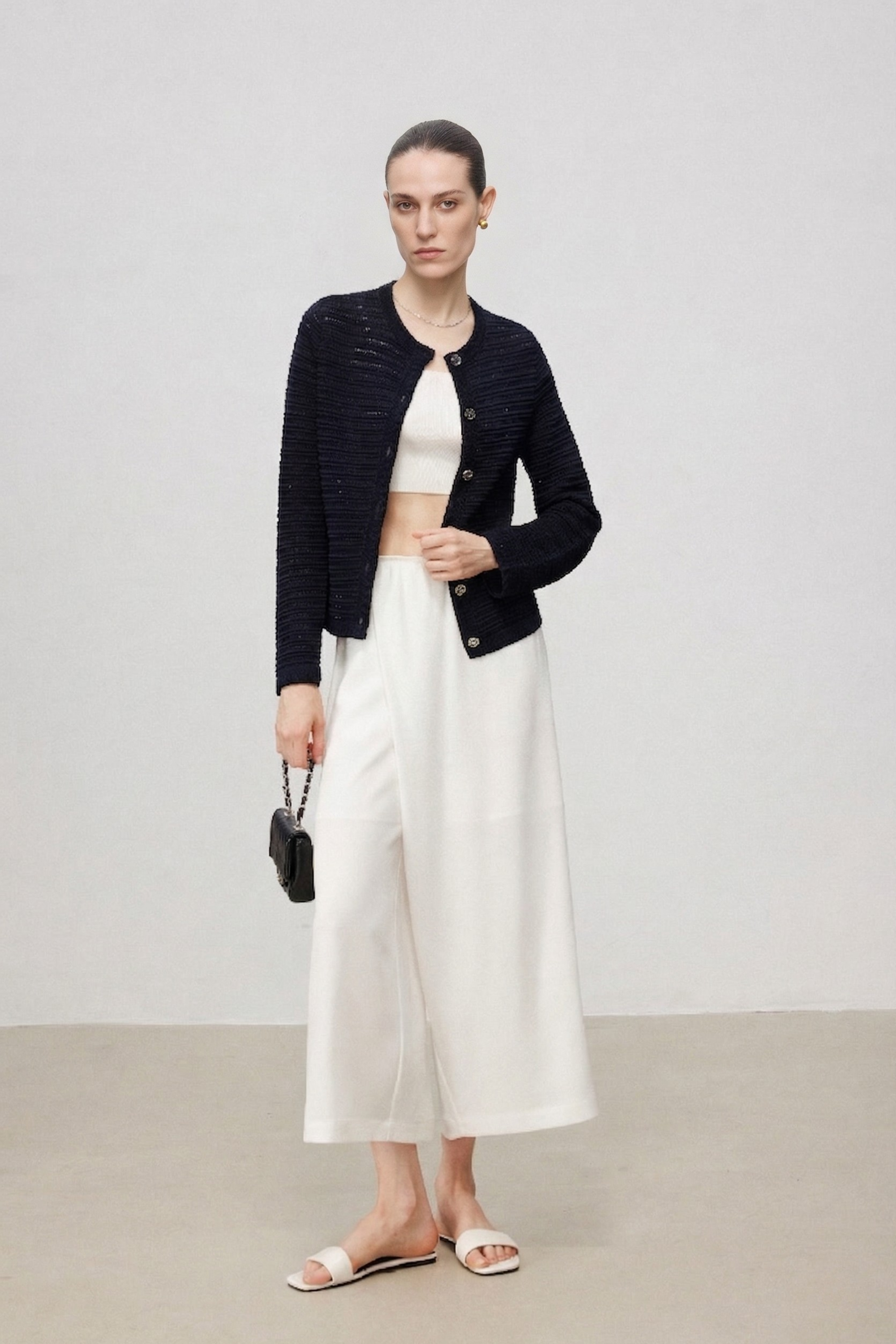 Lightweight Textured Cotton Knit Cardigan
