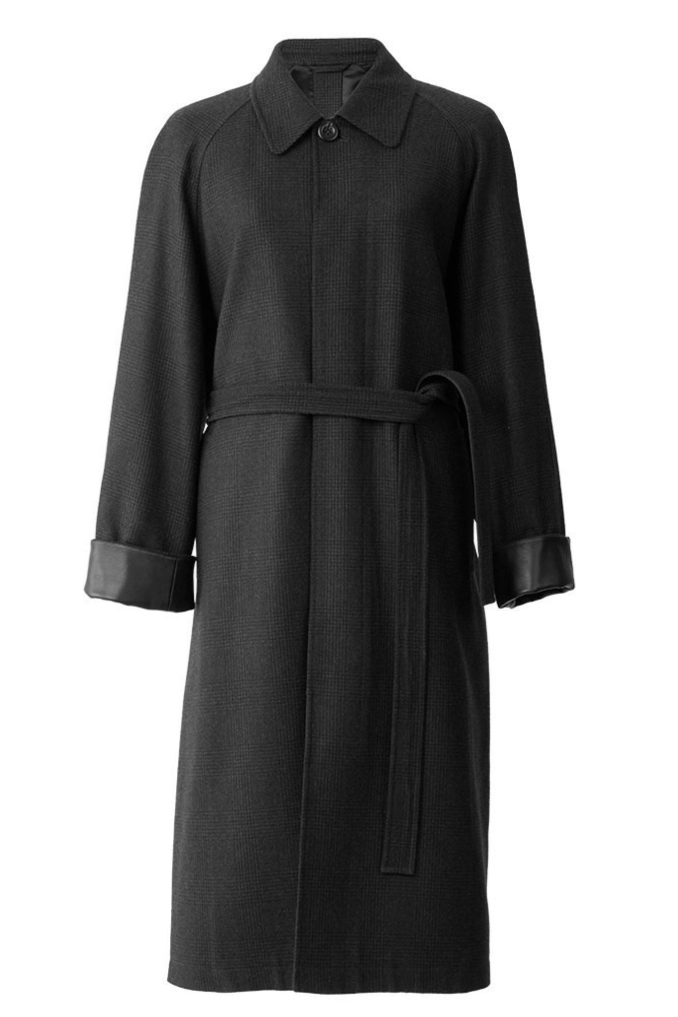 Heritage Merino Wool Trench Coat with Leather Detail